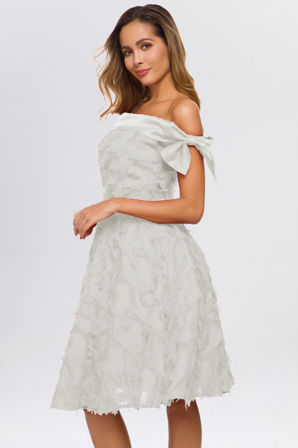 Off the Shoulder Sleeveless Tassel Vintage Dresses