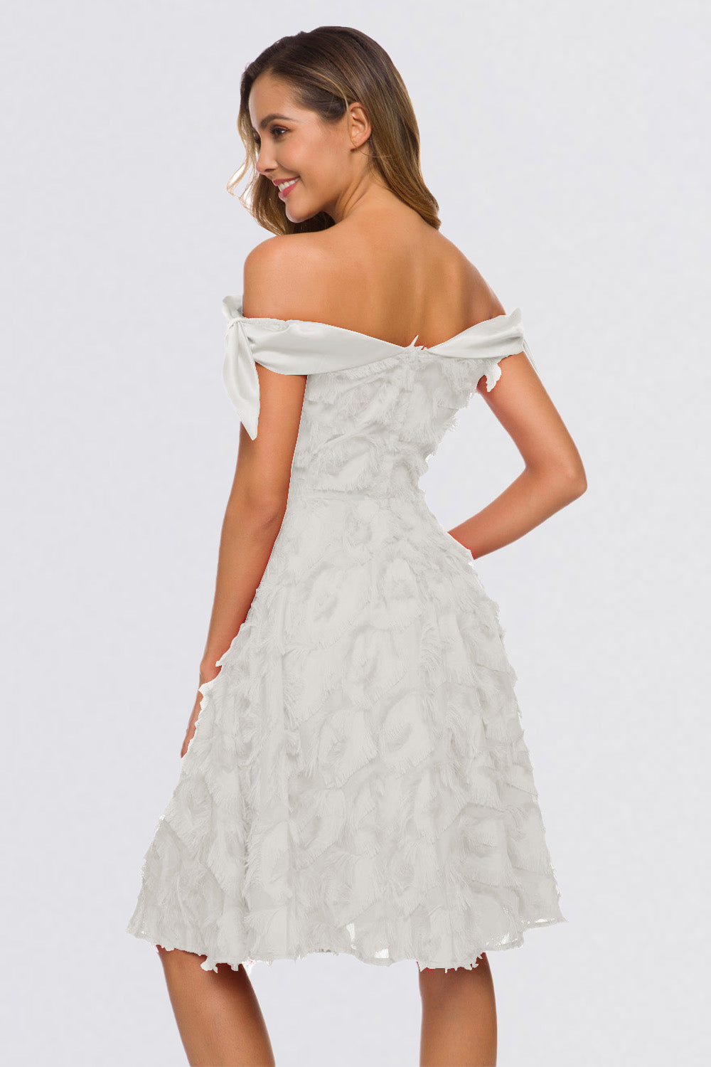 Off the Shoulder Sleeveless Tassel Vintage Dresses