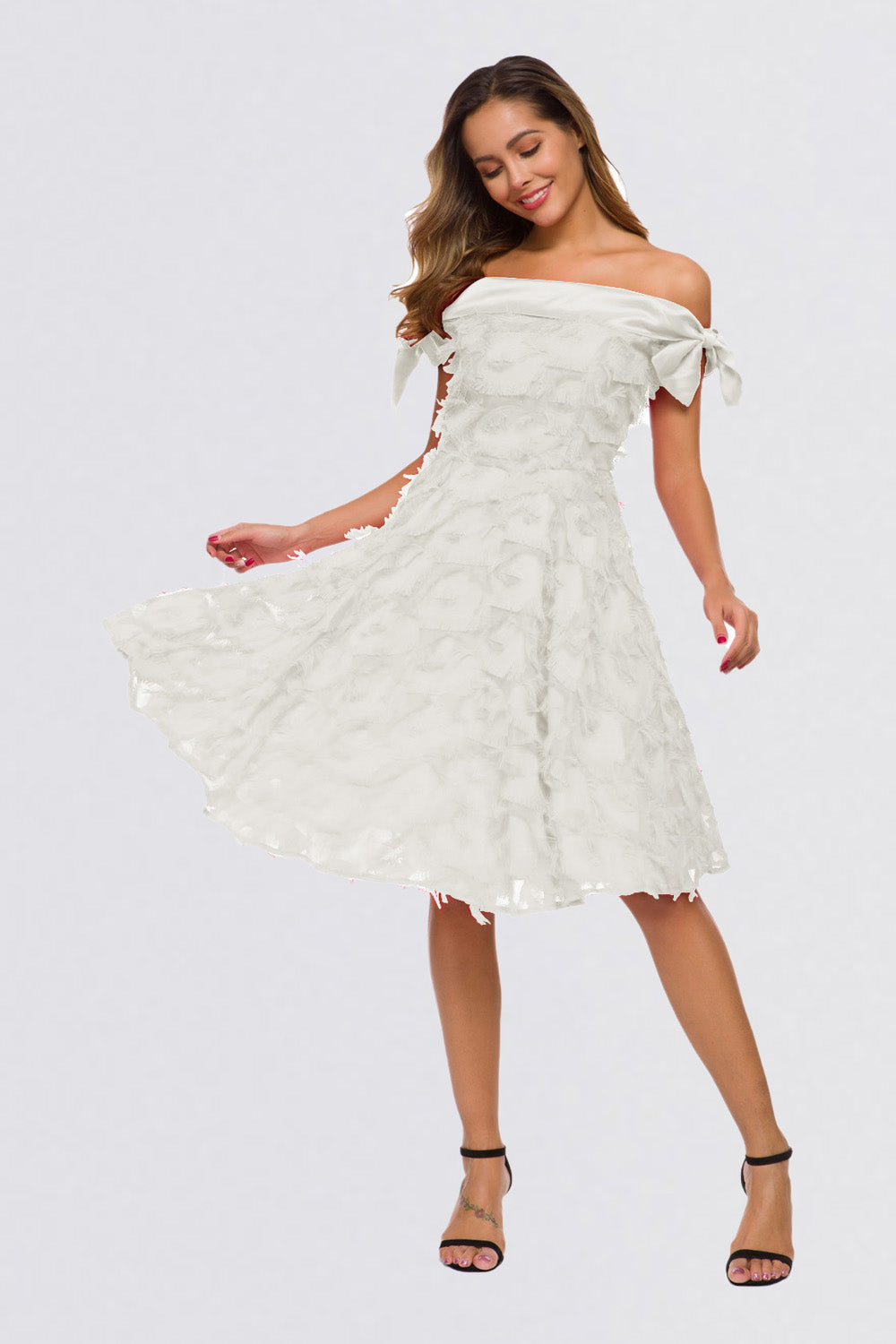 Off the Shoulder Sleeveless Tassel Vintage Dresses