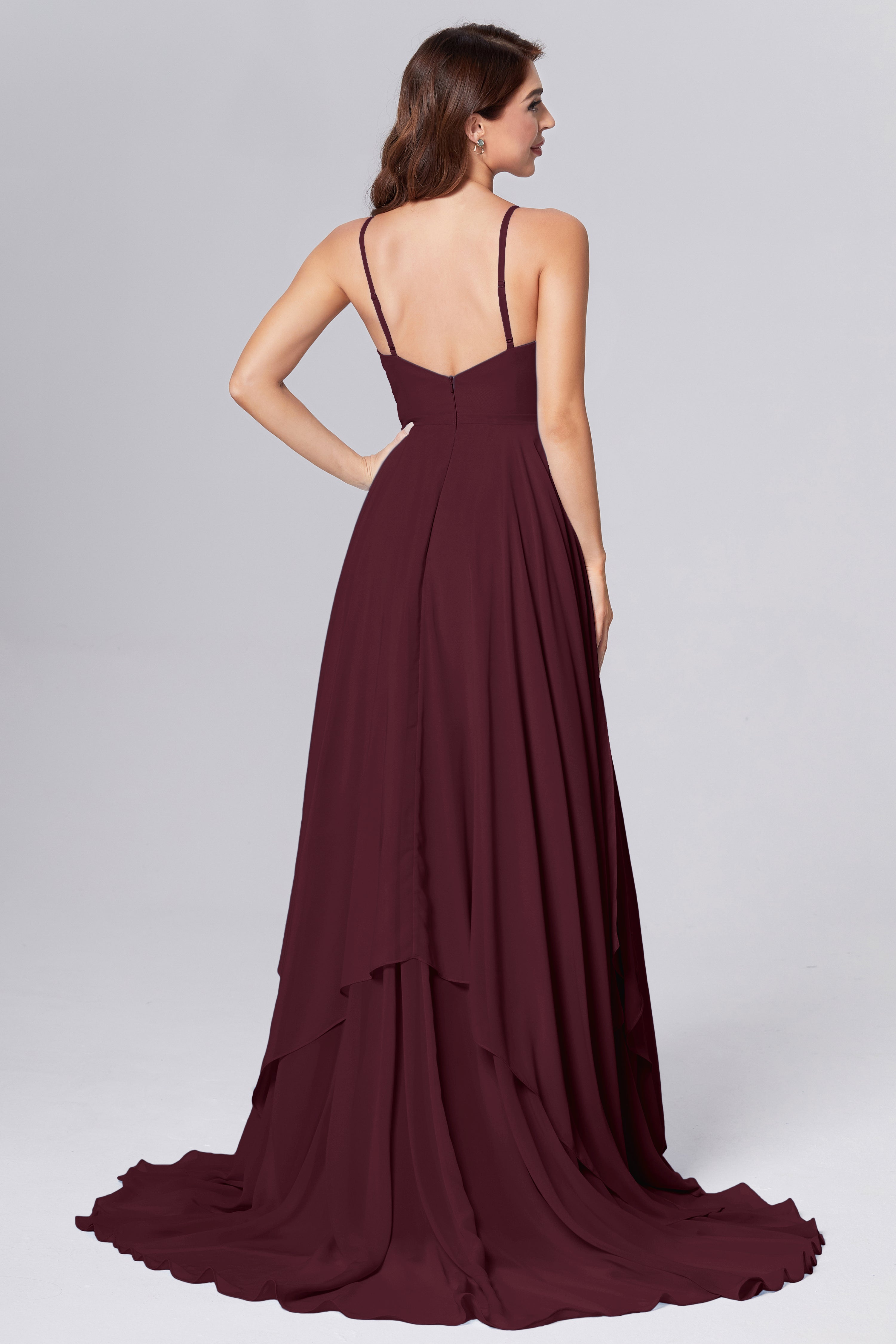 Pleating Chiffon Prom Dresses with Trailing