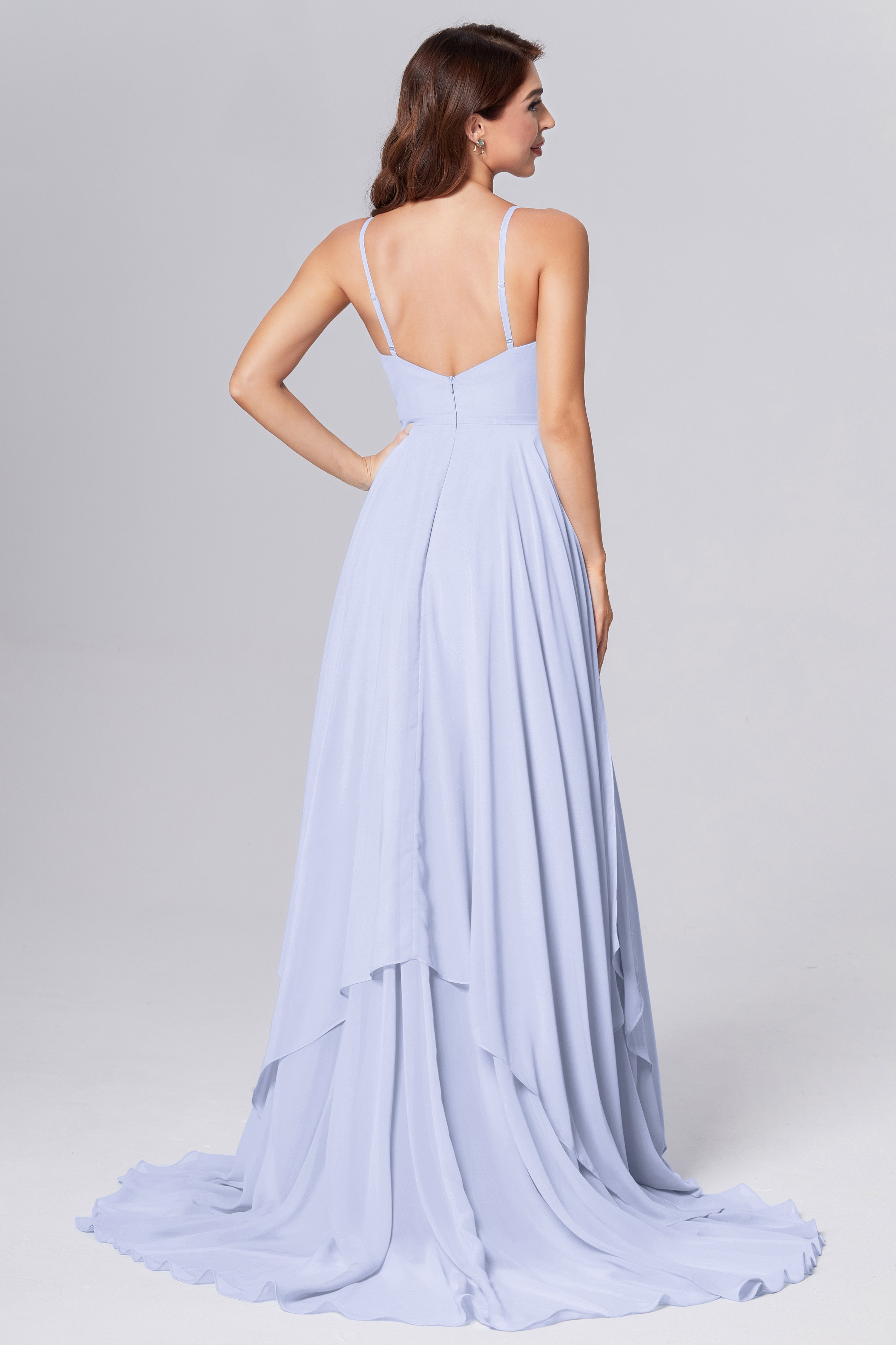 Pleating Chiffon Prom Dresses with Trailing