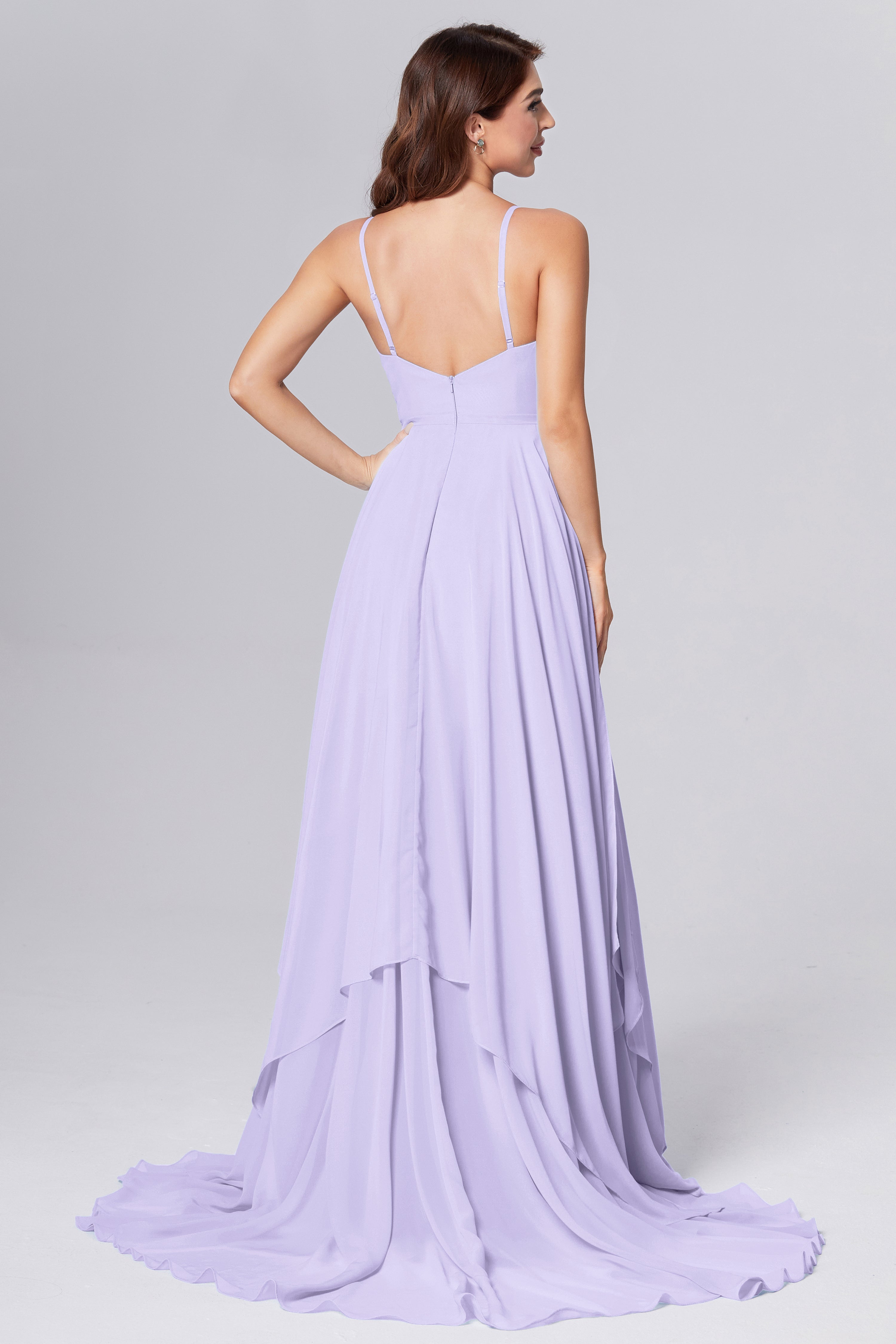 Pleating Chiffon Prom Dresses with Trailing