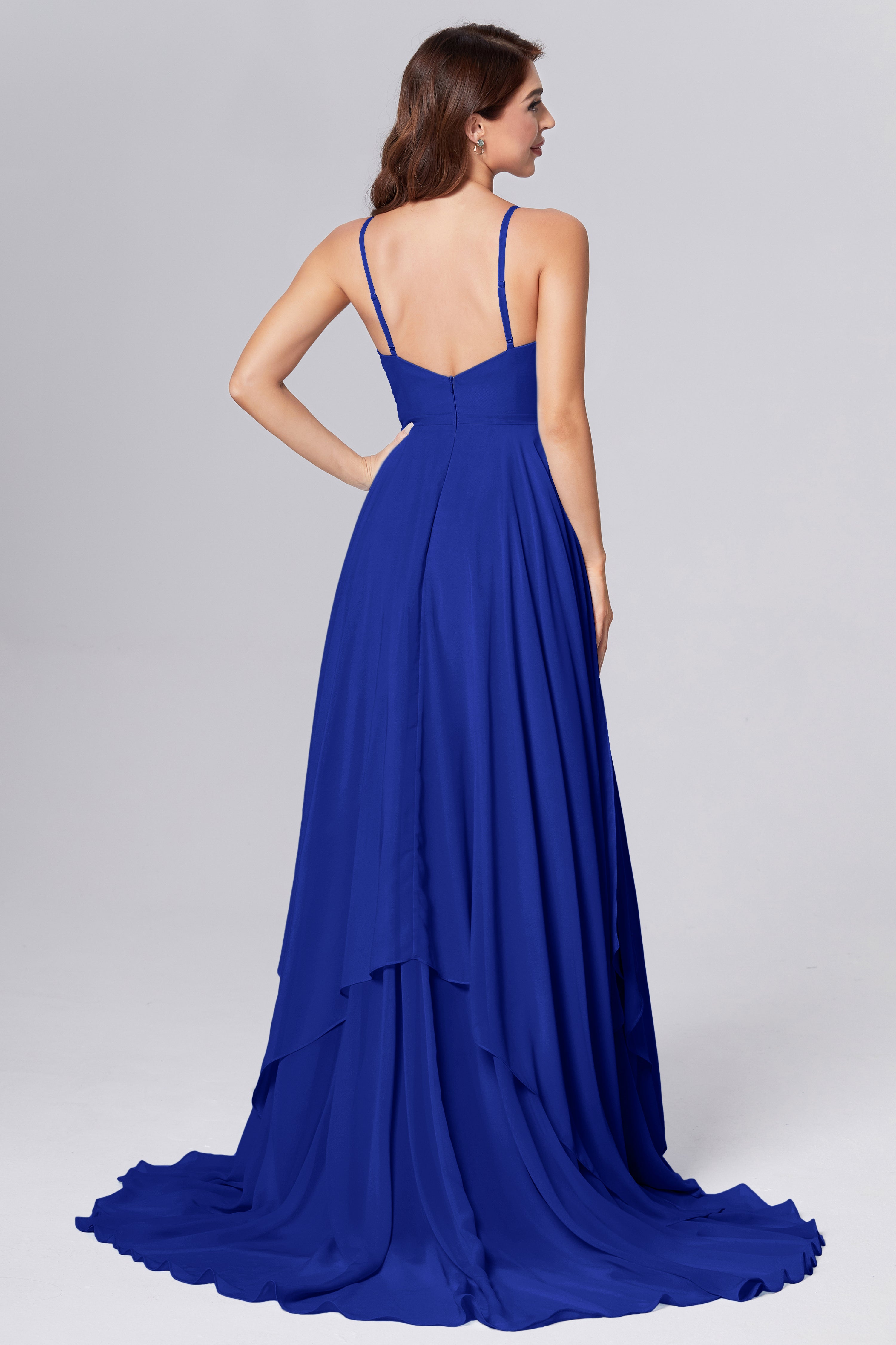 Pleating Chiffon Prom Dresses with Trailing