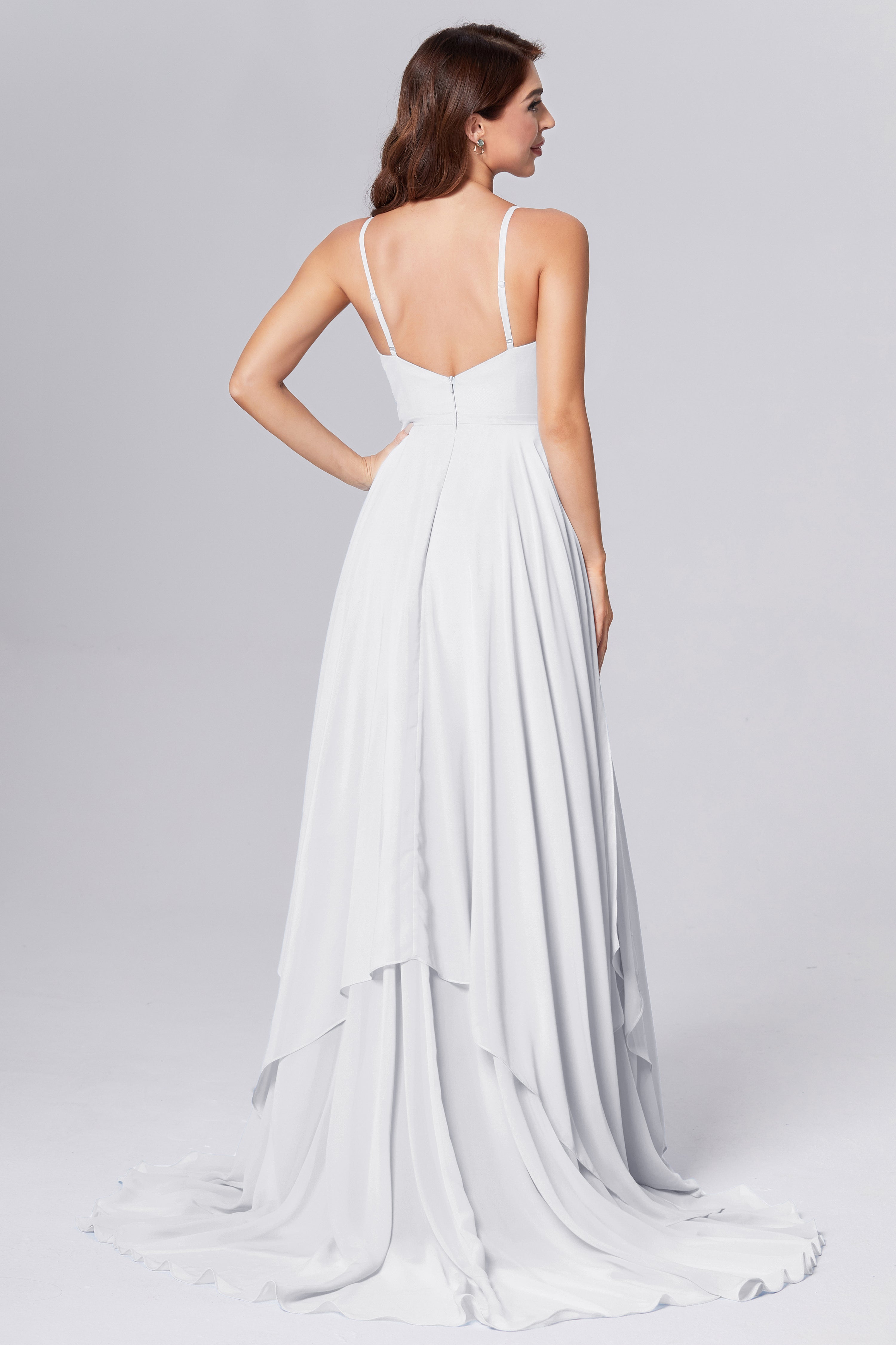 Pleating Chiffon Prom Dresses with Trailing