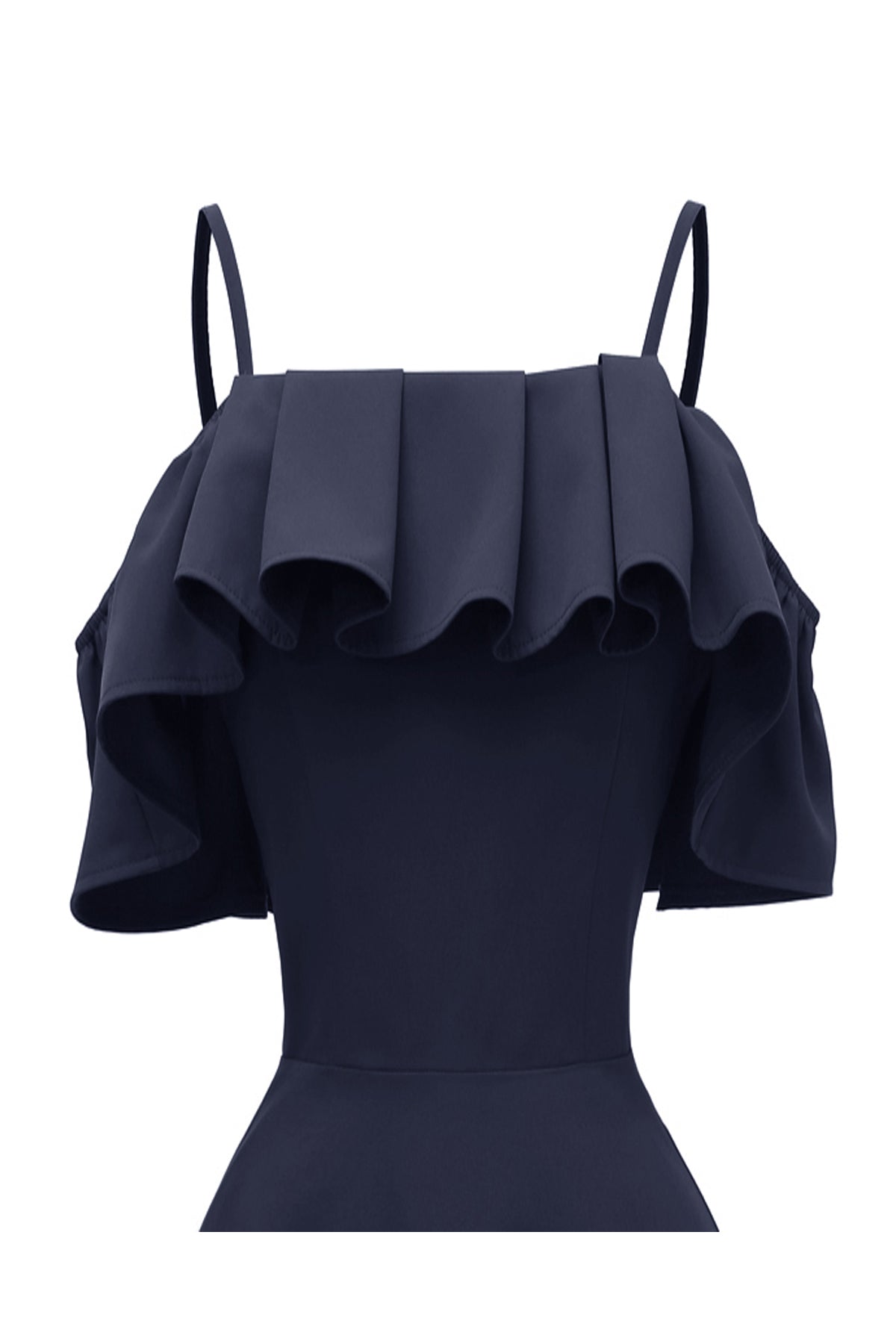 Ruffles Spaghetti Straps Satin Vintage Dresses