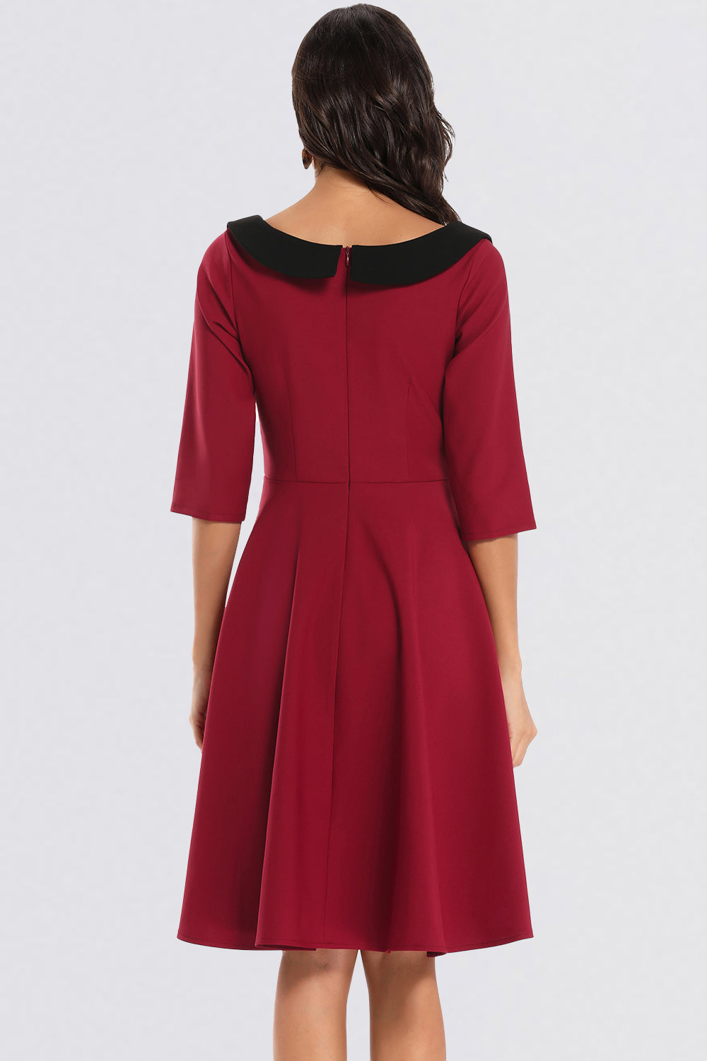 Scoop Zipper Half Sleeve Vintage Dresses