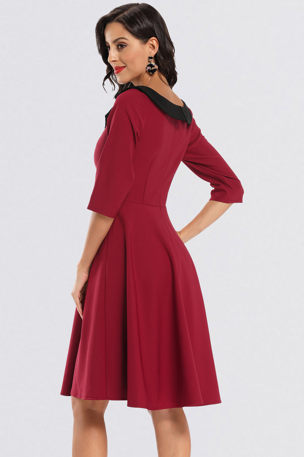 Scoop Zipper Half Sleeve Vintage Dresses