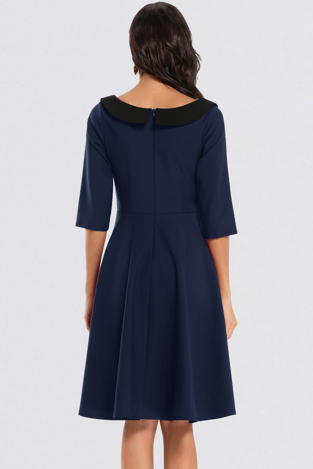 Scoop Zipper Half Sleeve Vintage Dresses