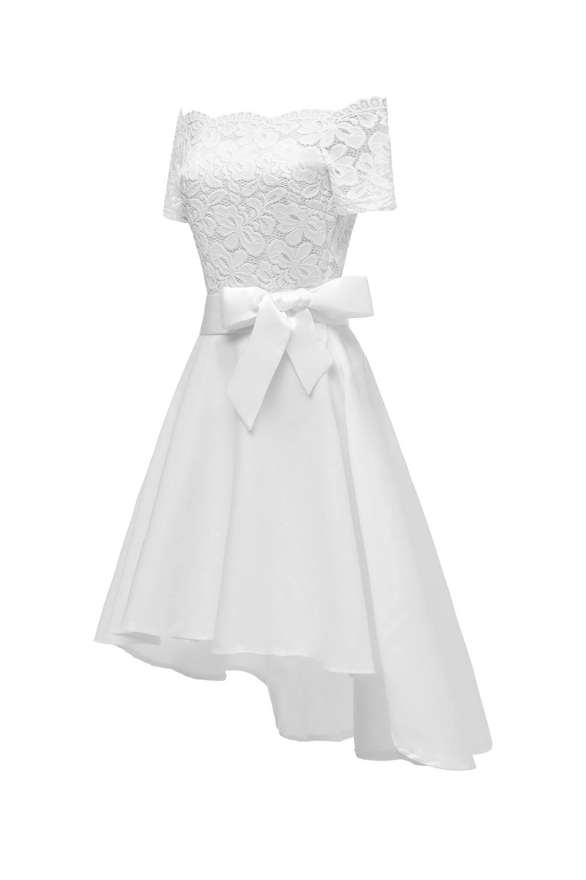 Short Sleeve High Low Off The Shoulder Homecoming Dresses