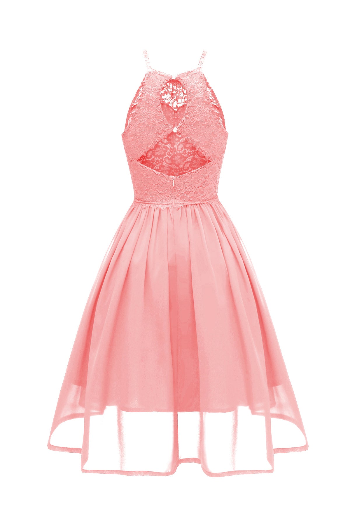 Short Spaghetti Straps Lace Prom Dresses