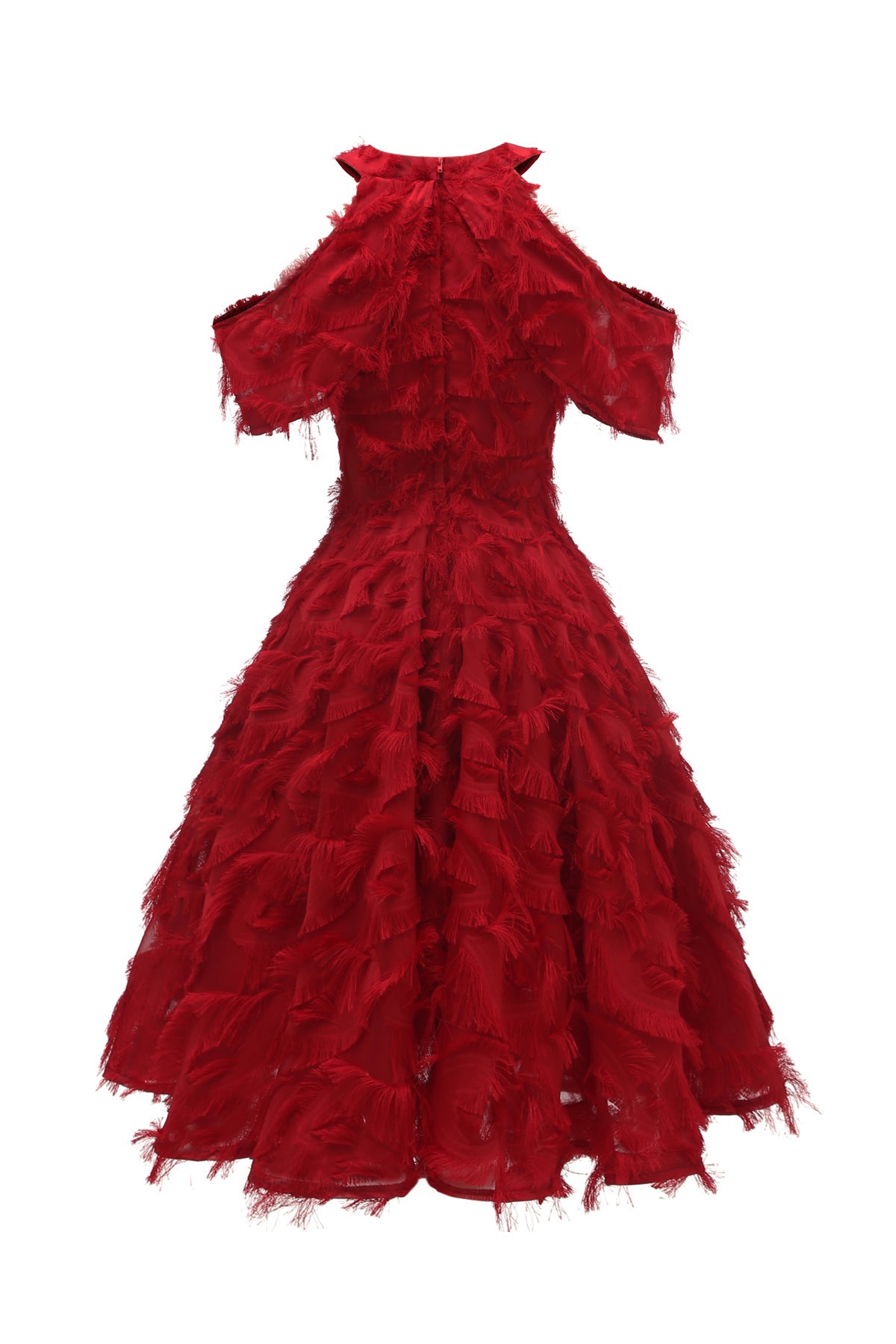 Slim Halter Tassel Homecoming Dresses