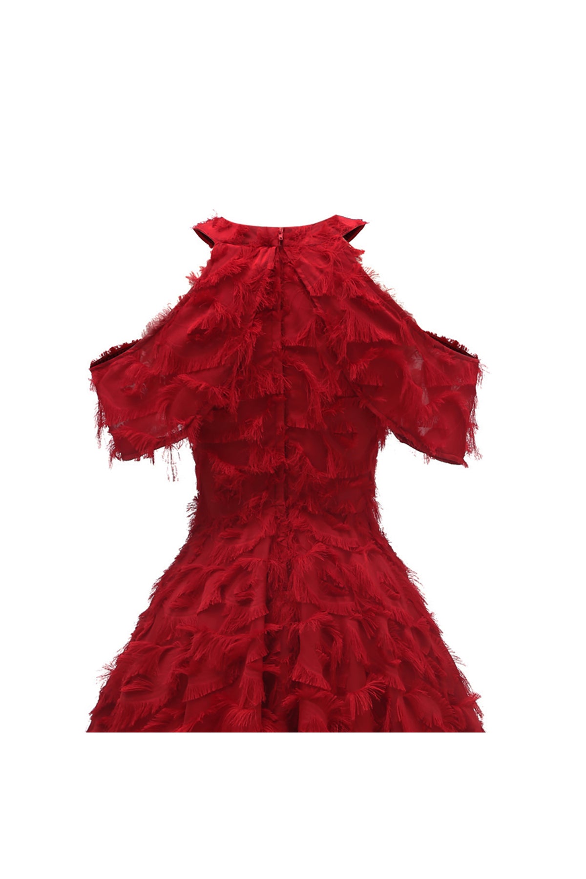 Slim Halter Tassel Homecoming Dresses