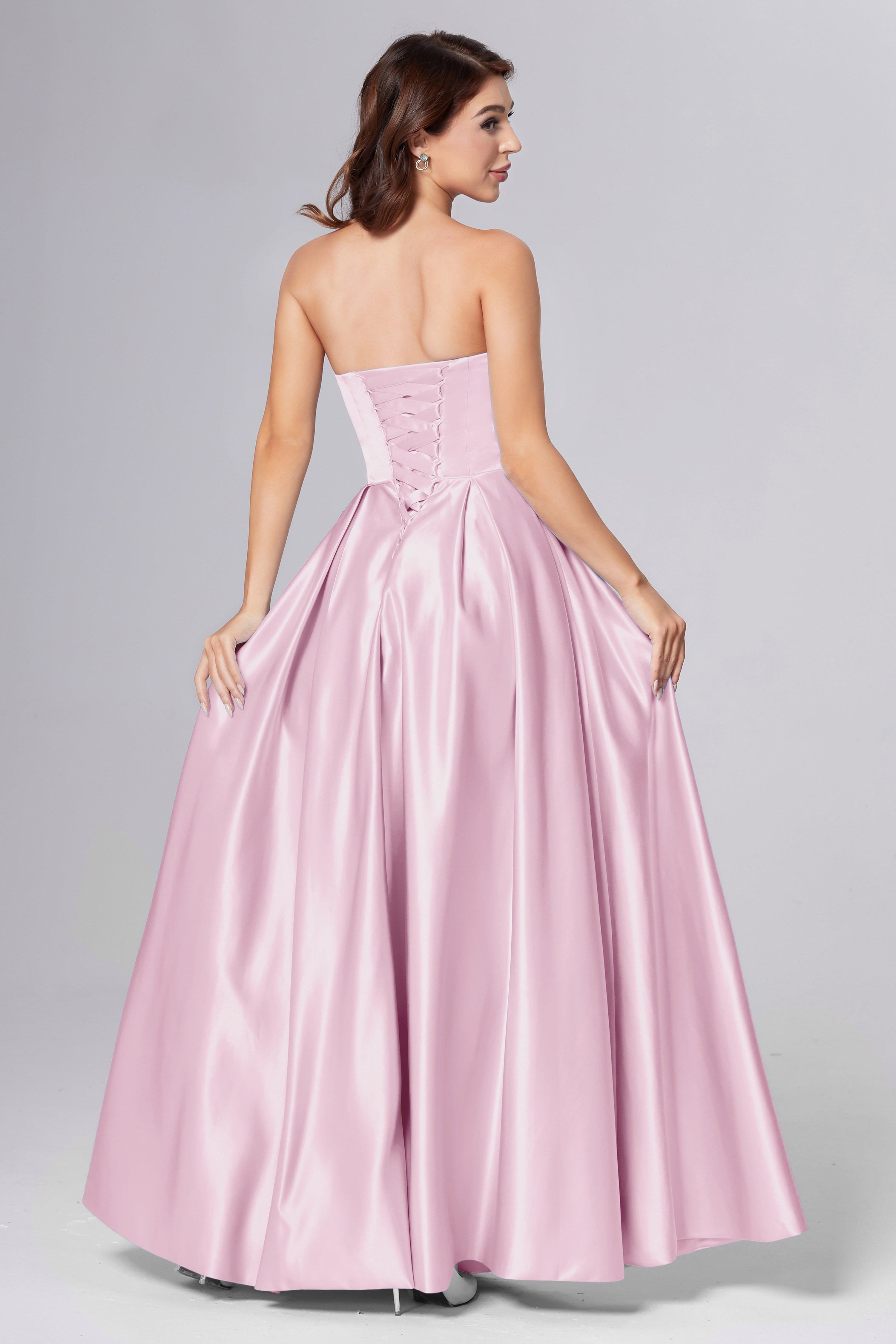 Strapless Beading Prom Dresses with Pockets