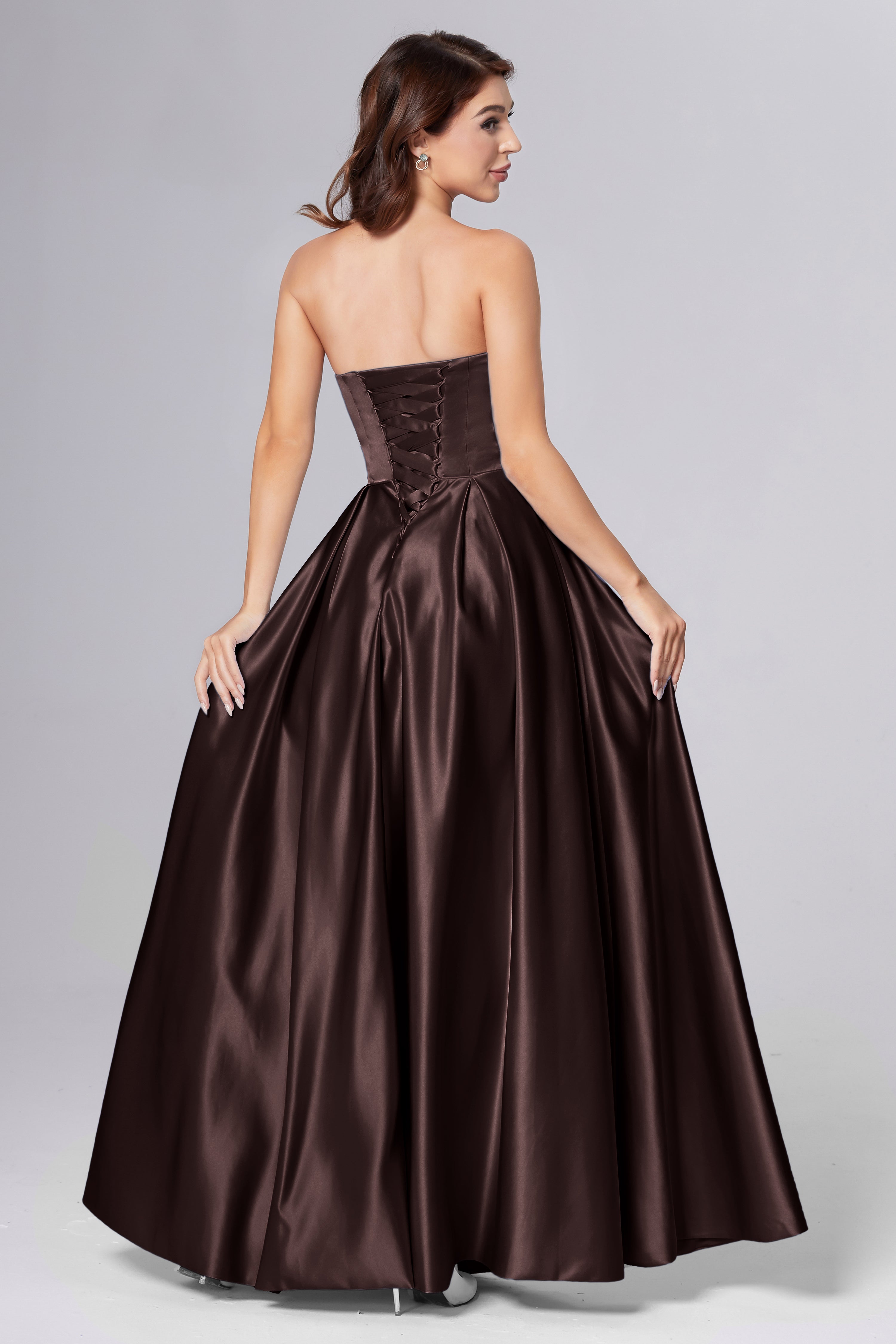 Strapless Beading Prom Dresses with Pockets