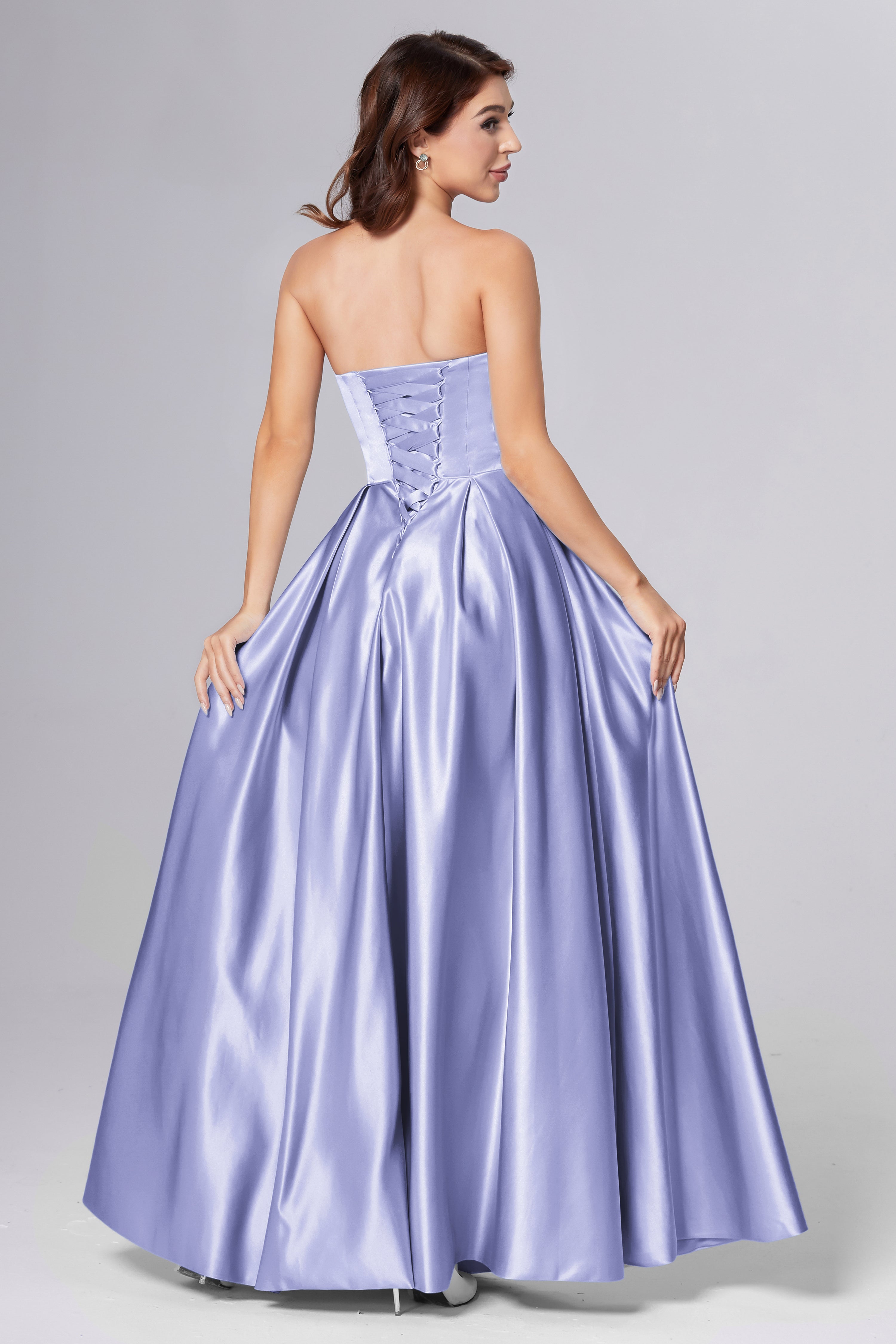 Strapless Beading Prom Dresses with Pockets