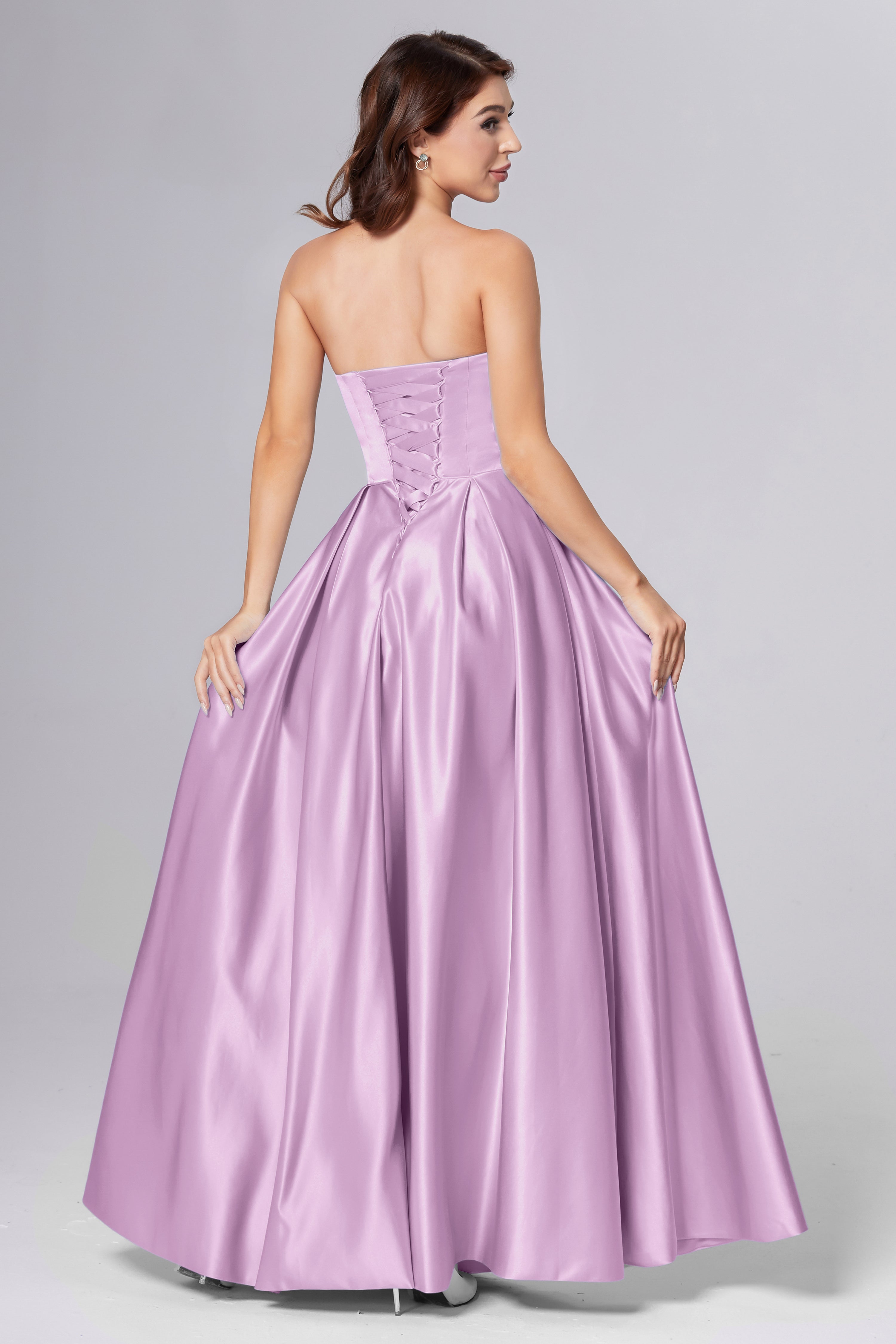 Strapless Beading Prom Dresses with Pockets