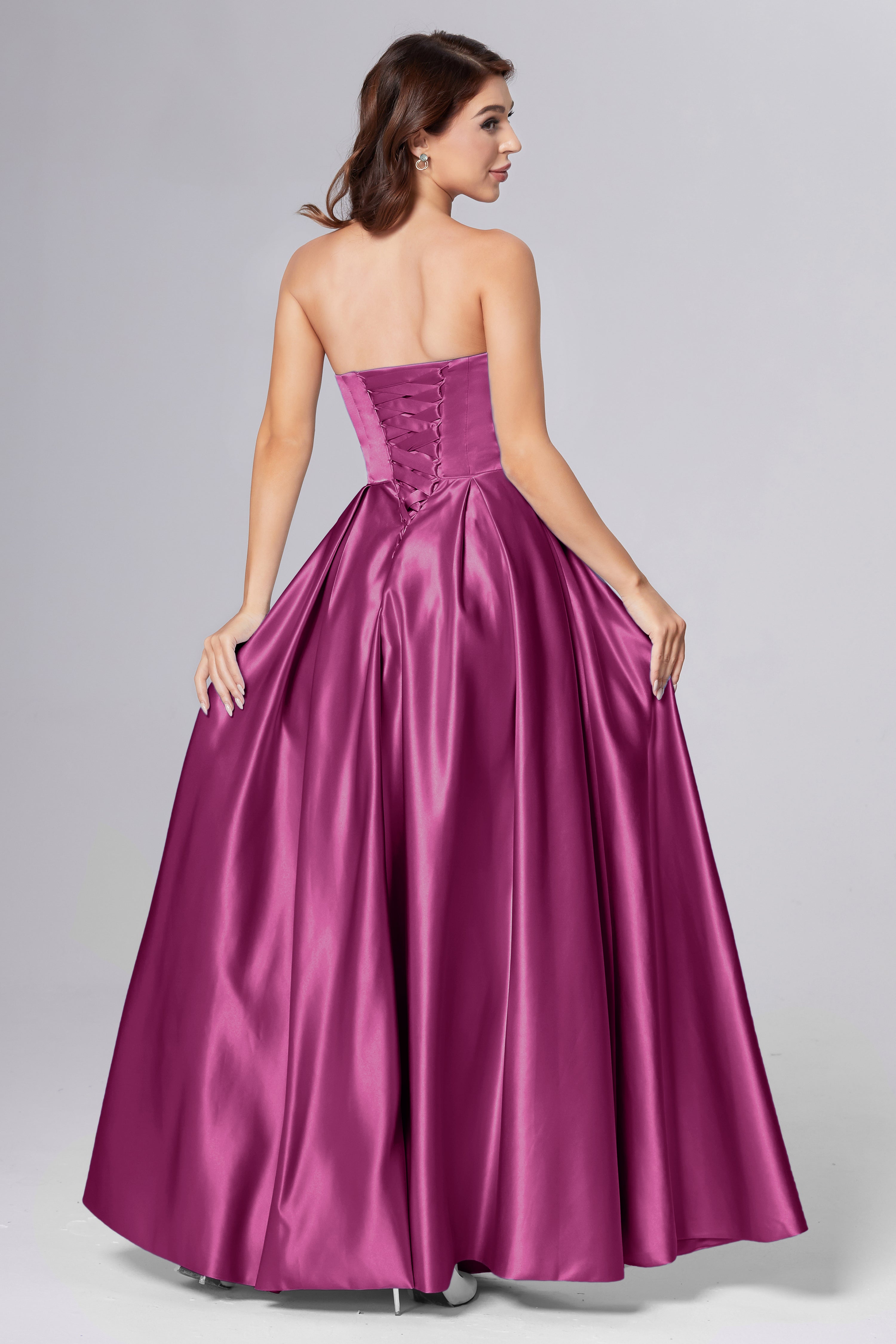 Strapless Beading Prom Dresses with Pockets