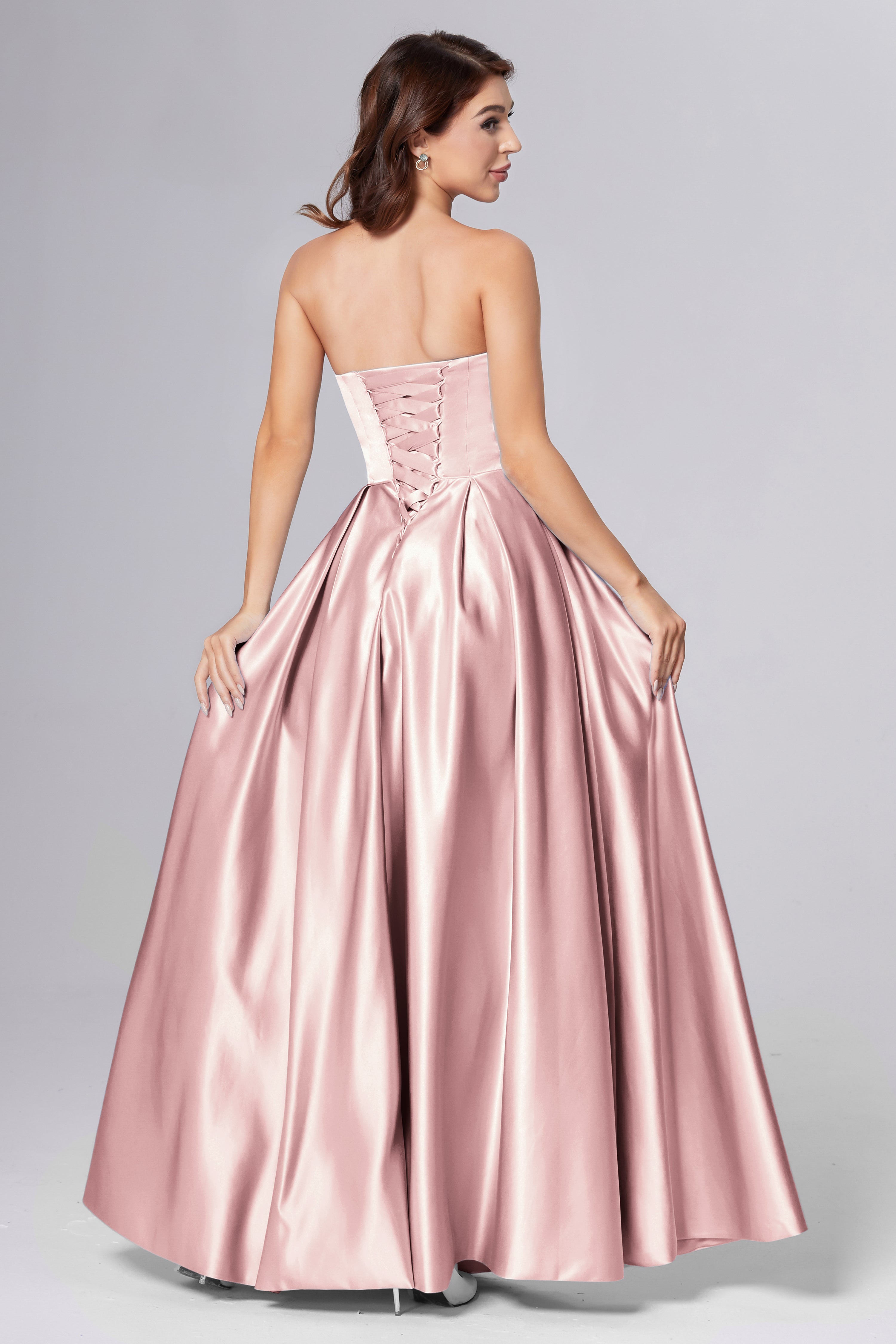 Strapless Beading Prom Dresses with Pockets