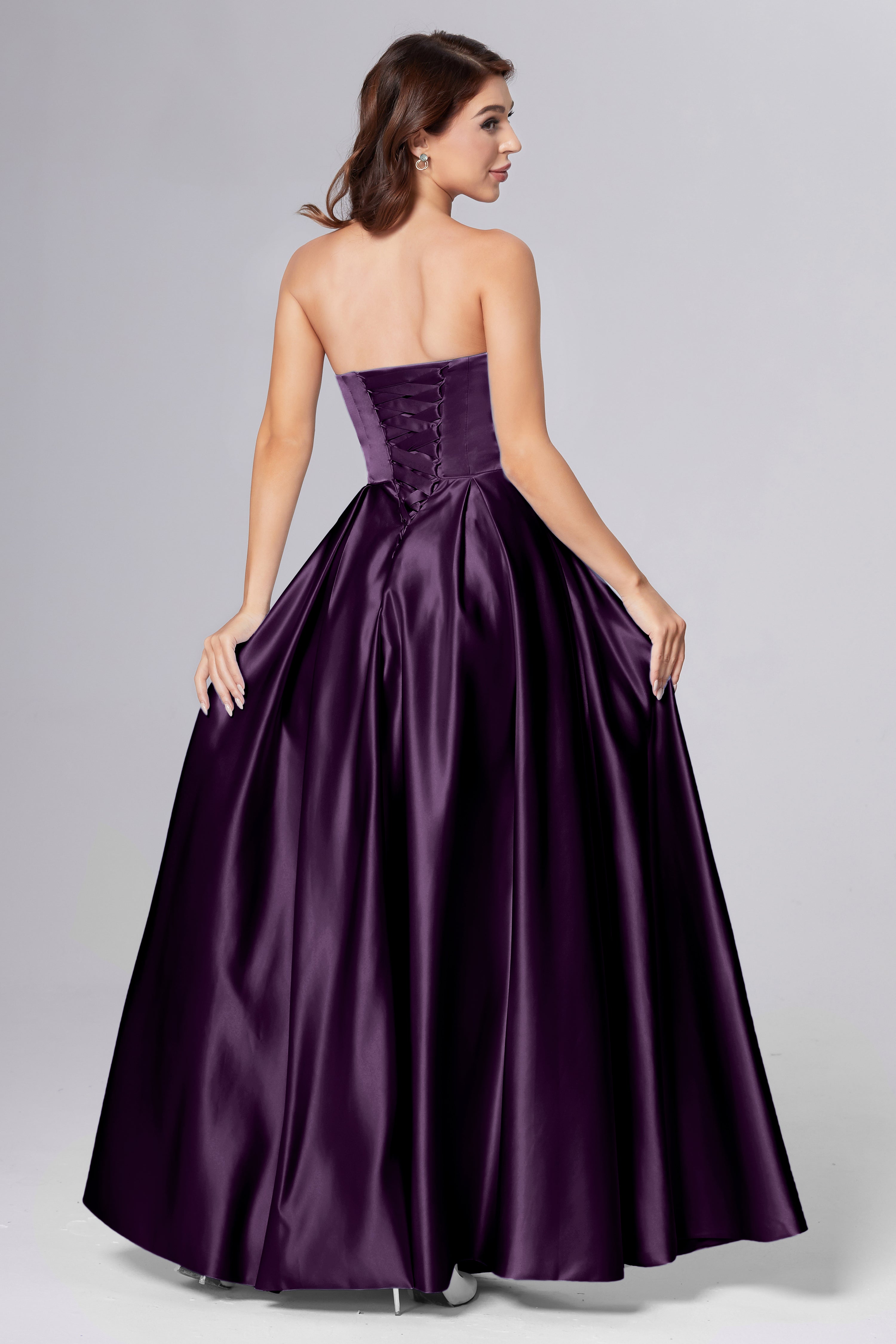 Strapless Beading Prom Dresses with Pockets