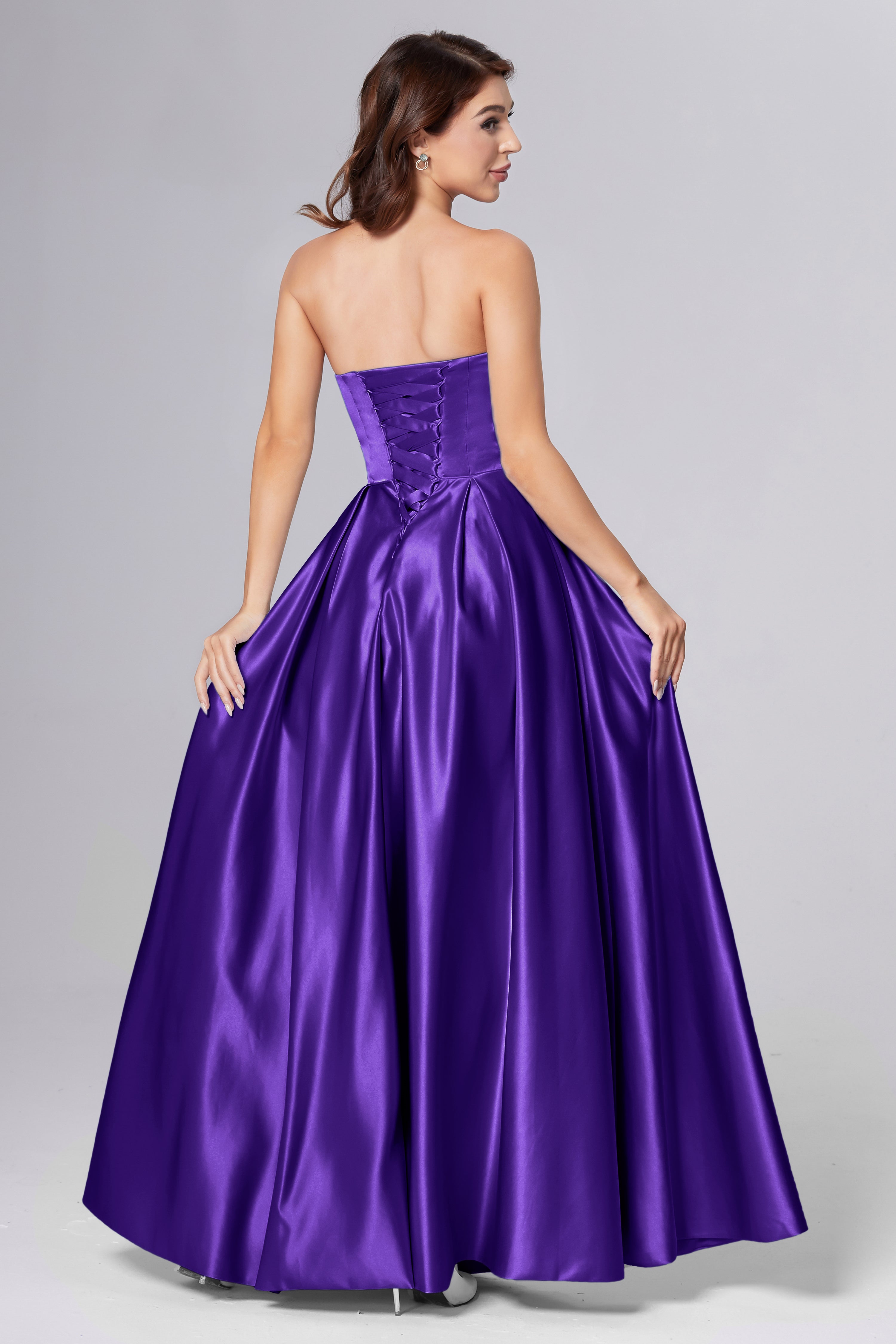 Strapless Beading Prom Dresses with Pockets