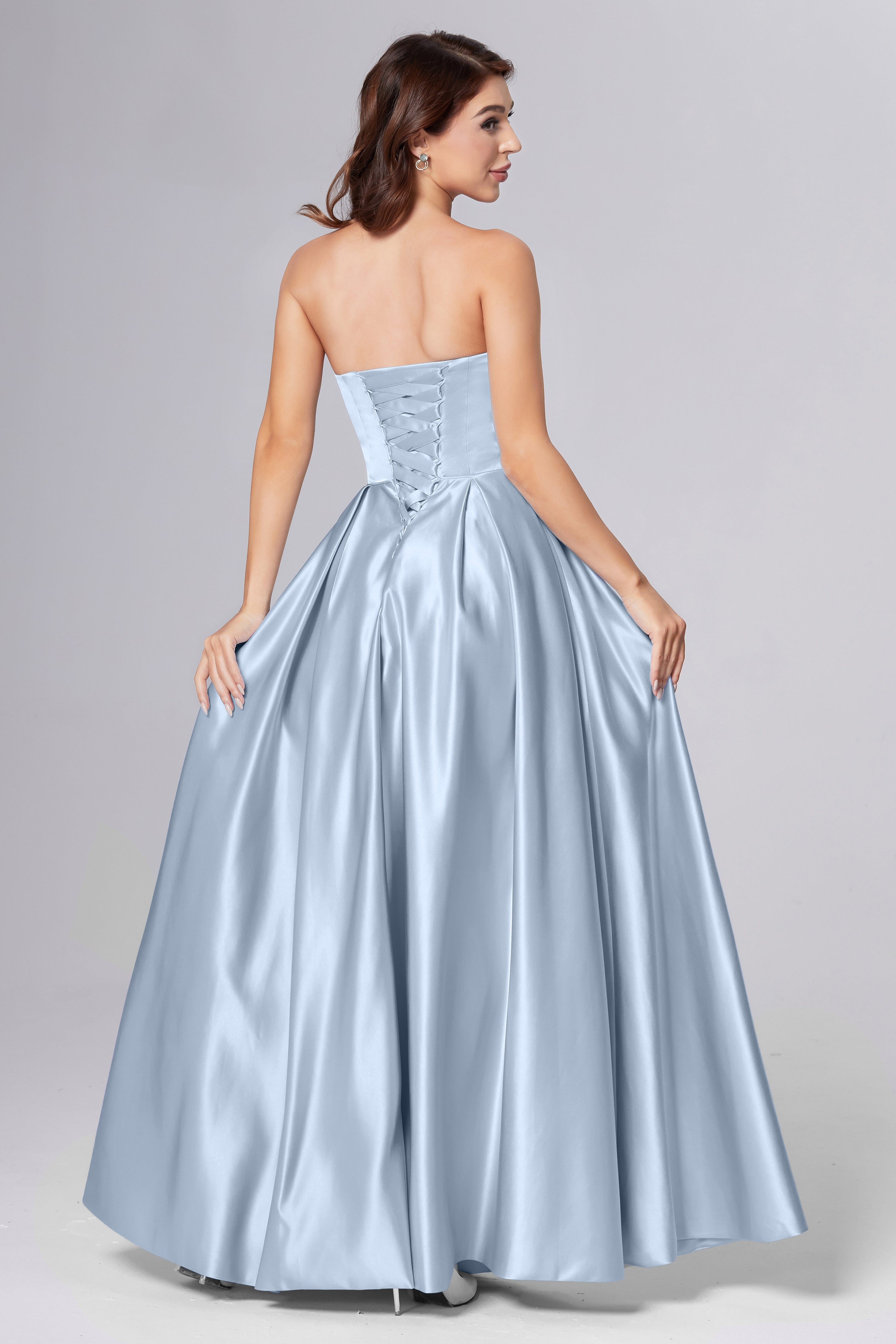 Strapless Beading Prom Dresses with Pockets