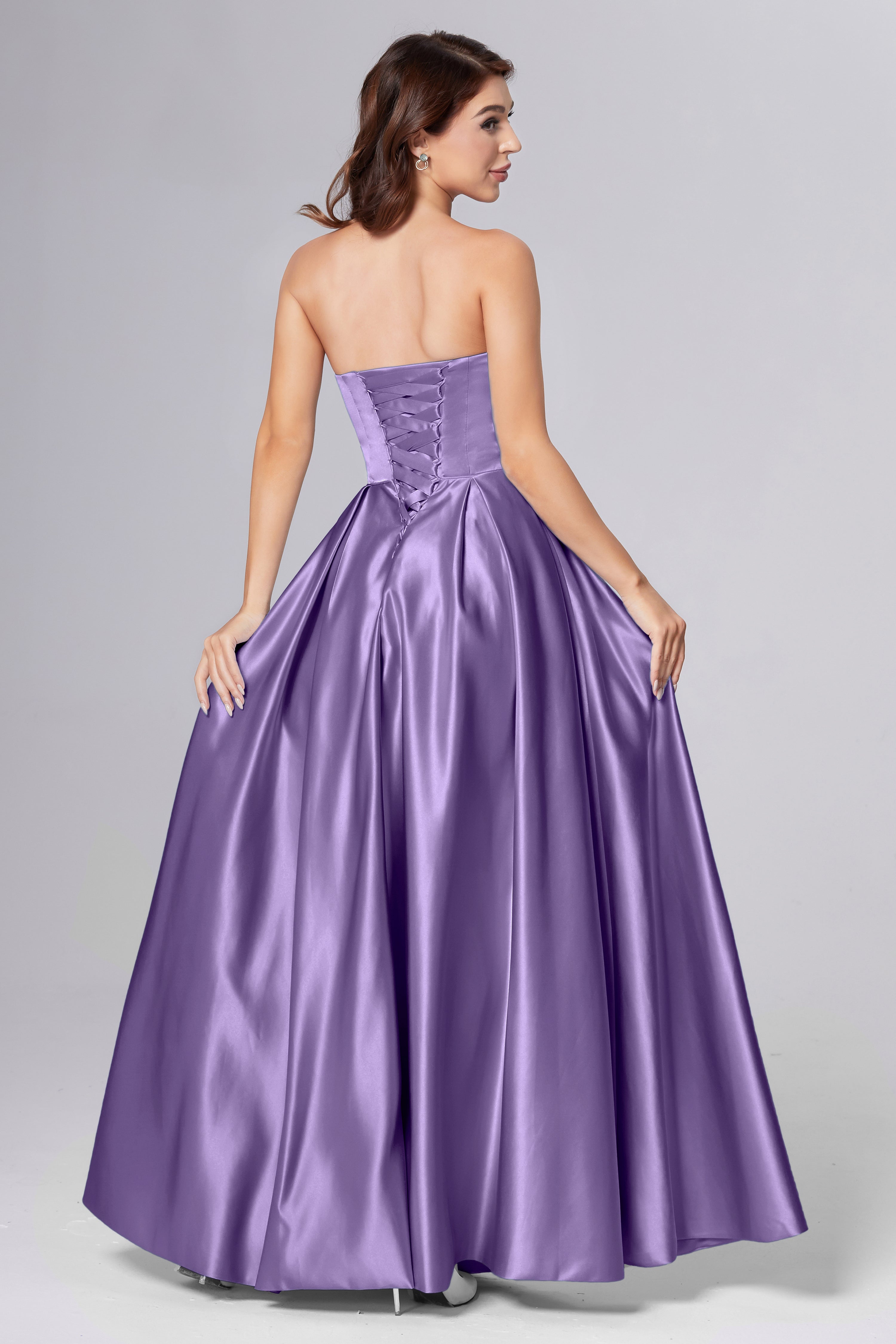 Strapless Beading Prom Dresses with Pockets
