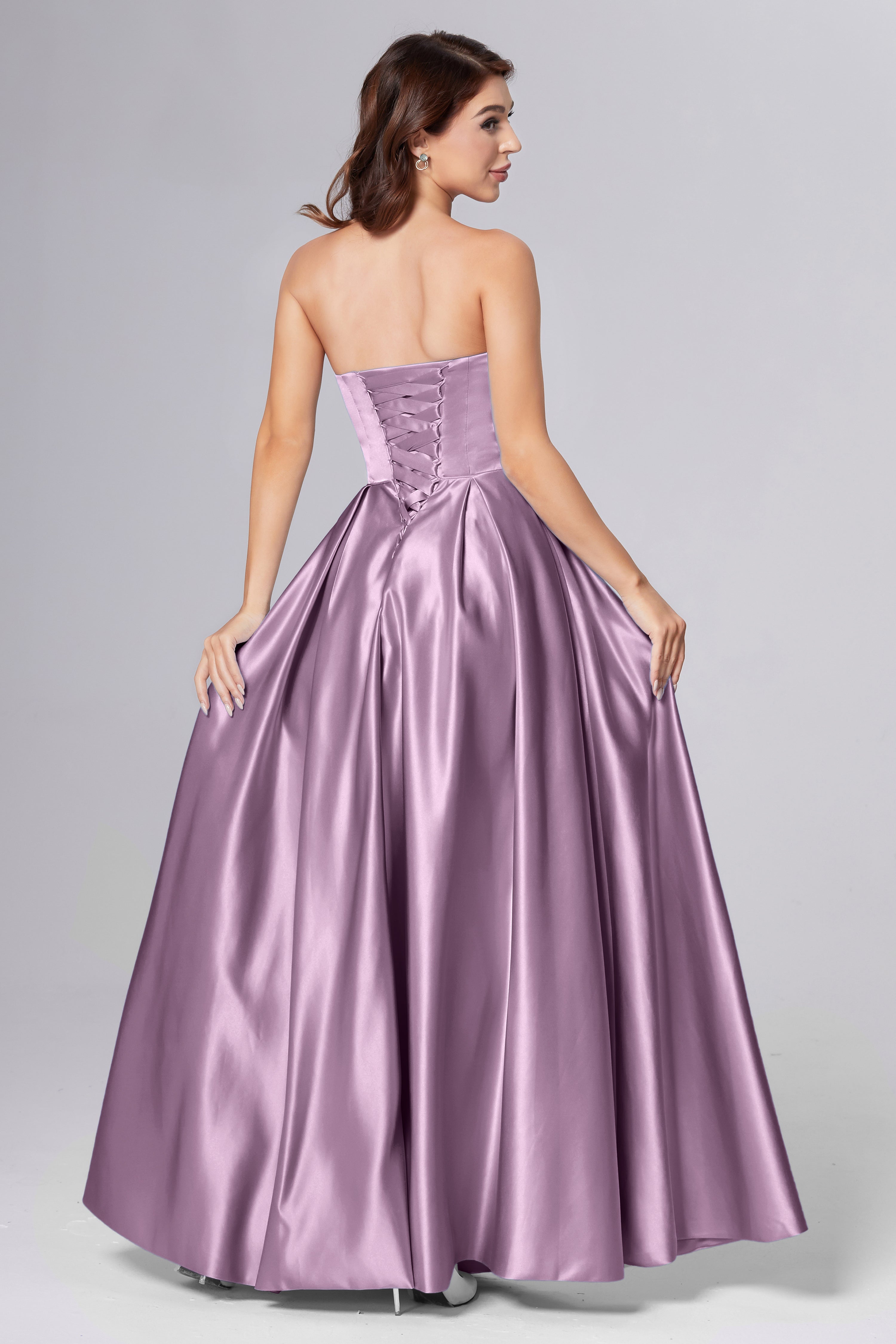 Strapless Beading Prom Dresses with Pockets