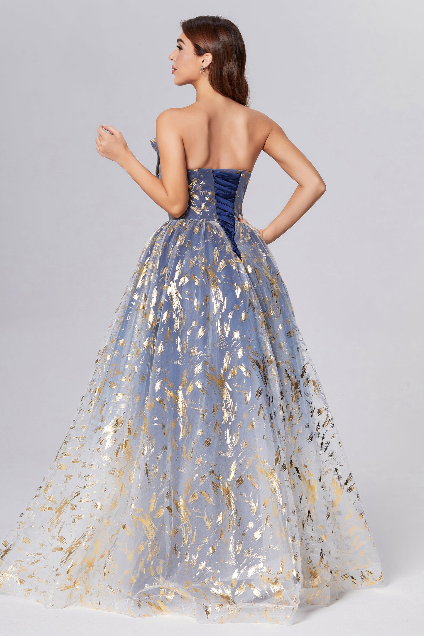 Strapless Ombre Satin Prom Dresses