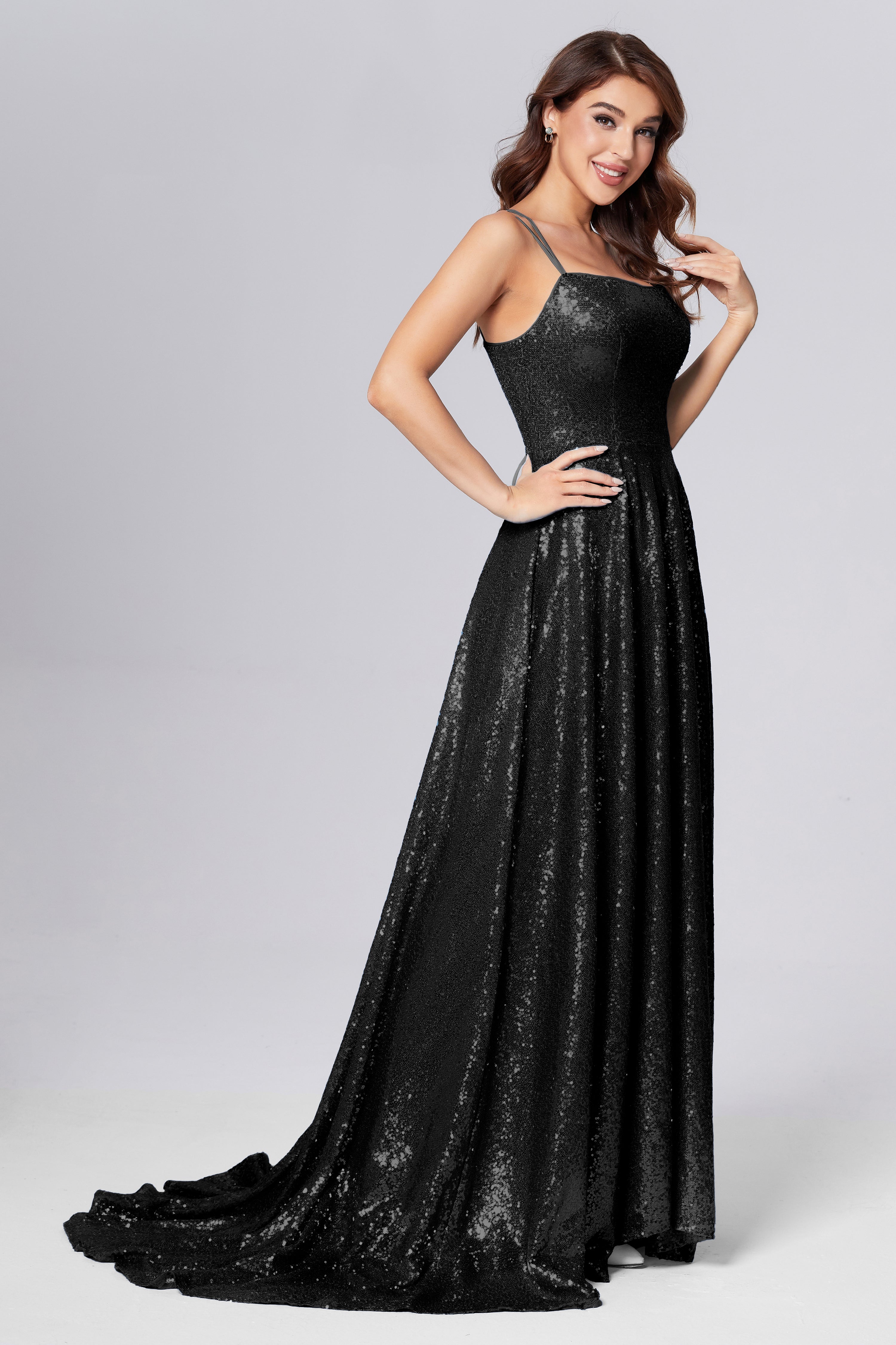 Sweetheart Sequins Prom Dresses with Pockets