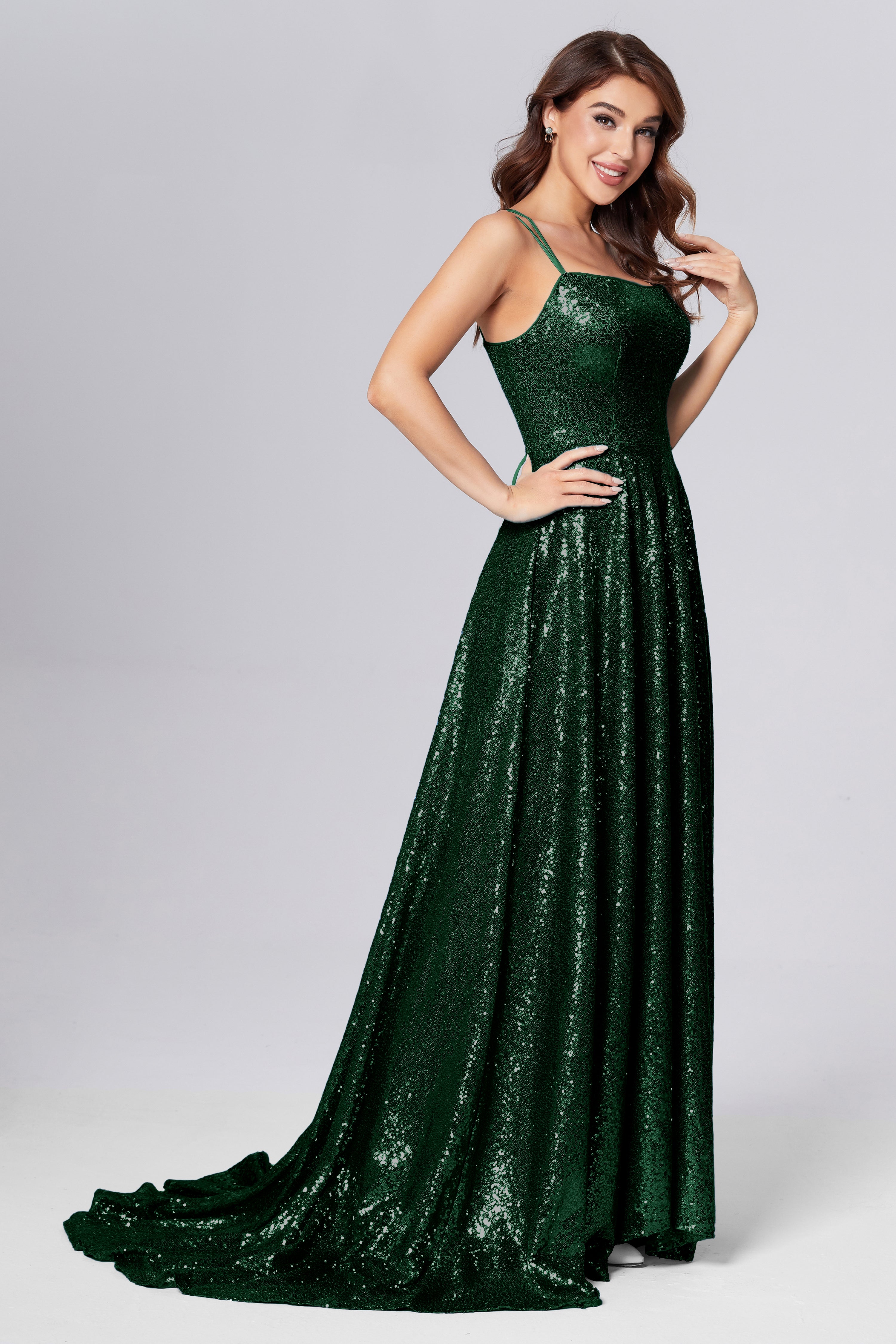 Sweetheart Sequins Prom Dresses with Pockets