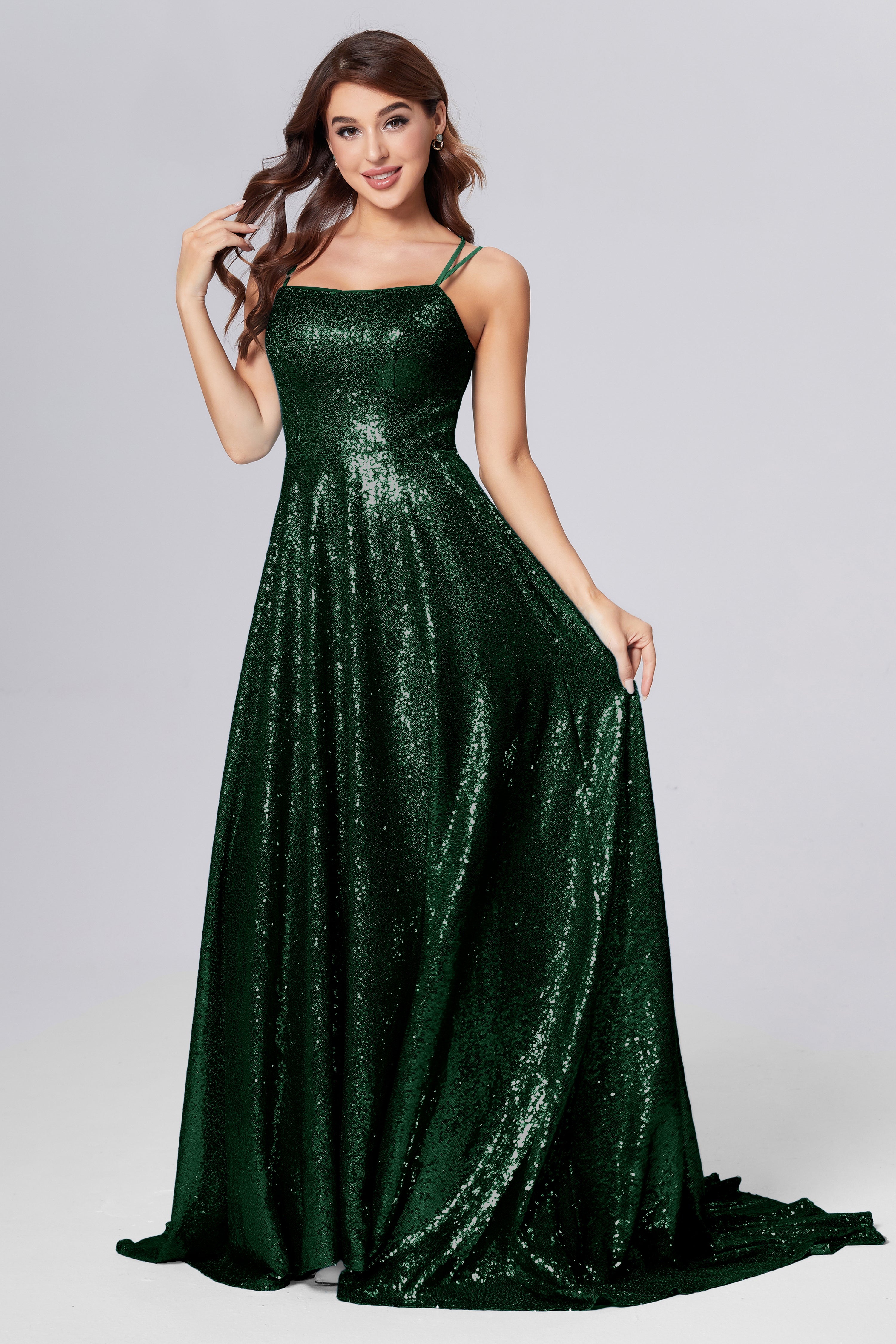 Sweetheart Sequins Prom Dresses with Pockets