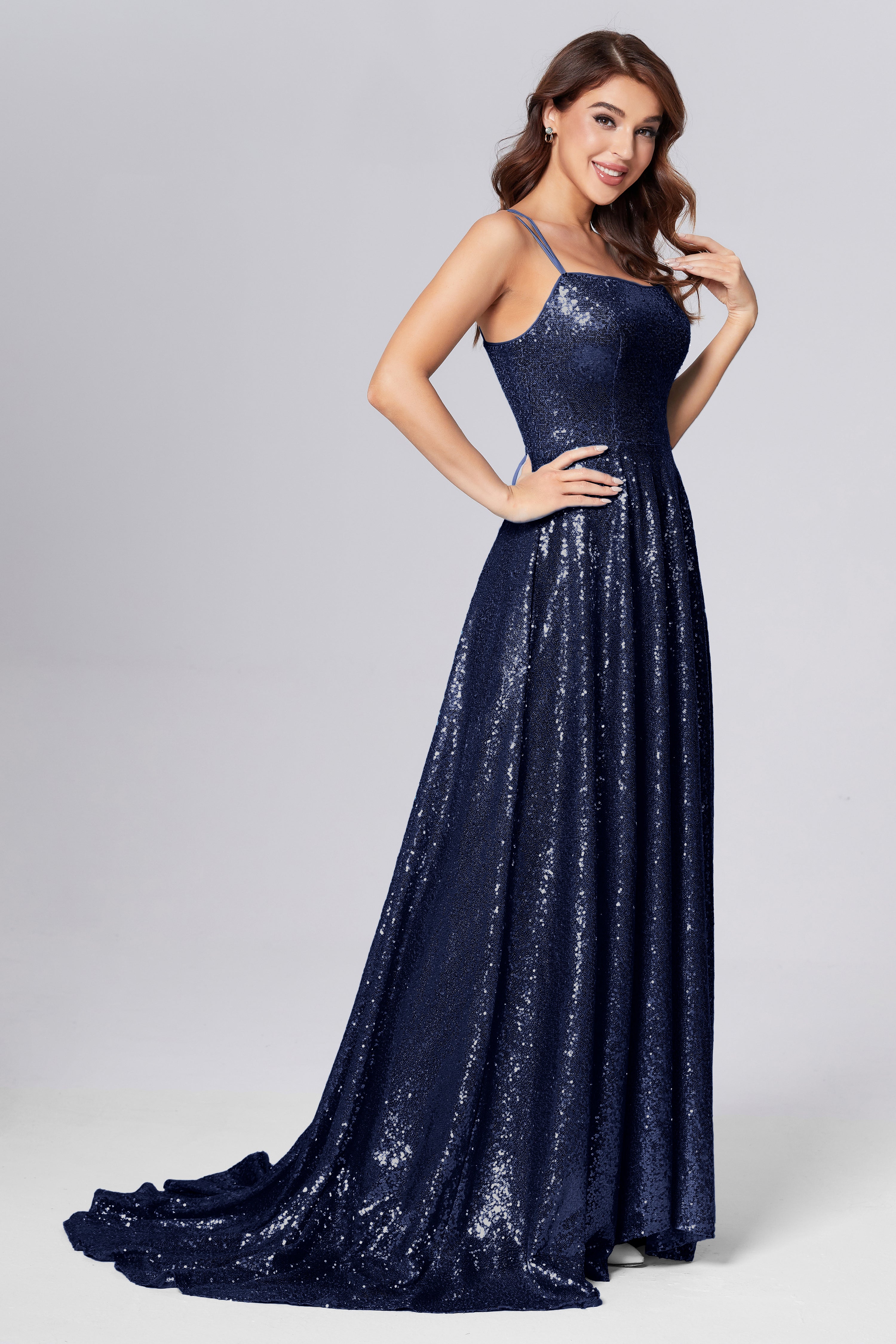 Sweetheart Sequins Prom Dresses with Pockets