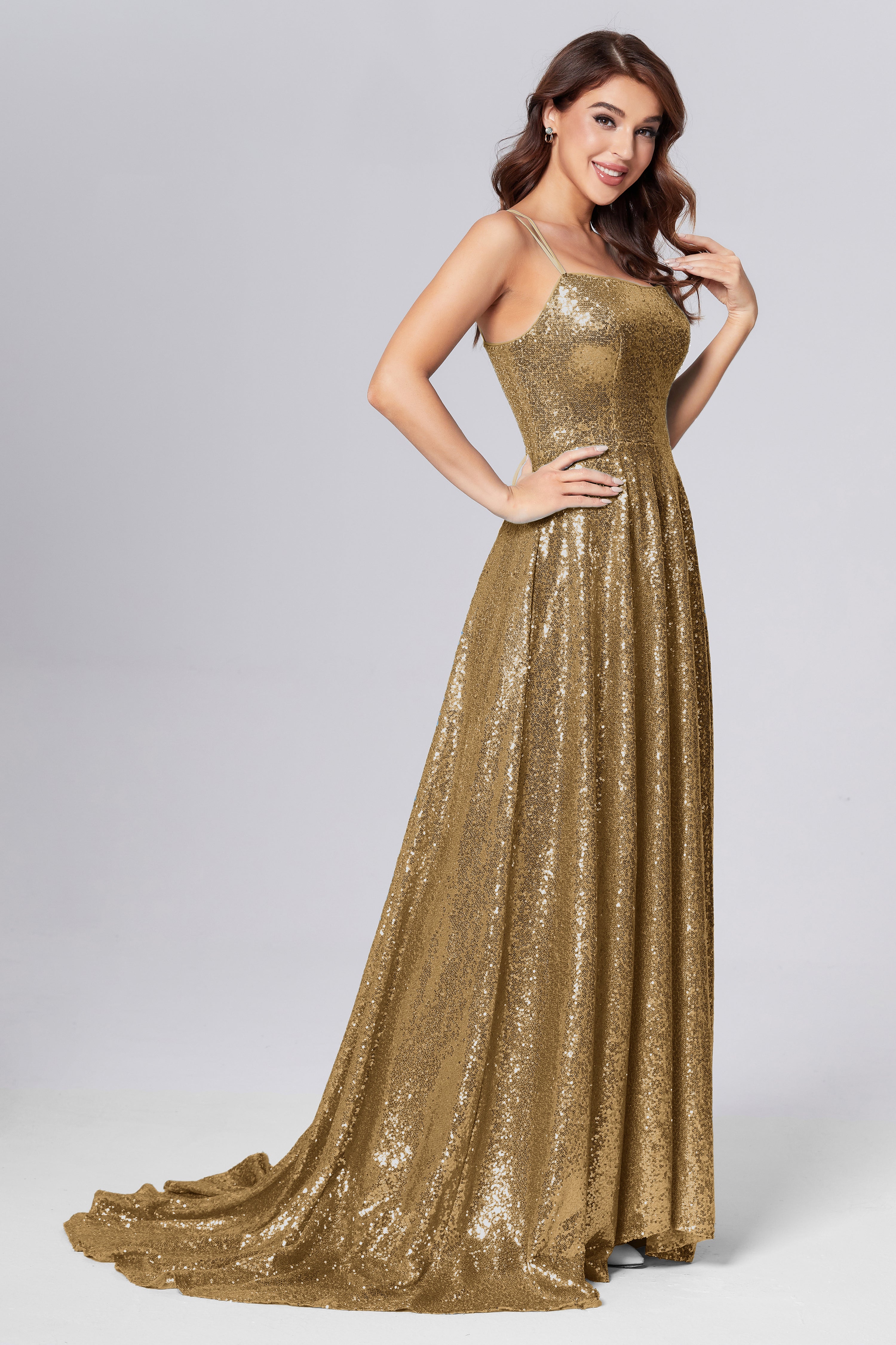 Sweetheart Sequins Prom Dresses with Pockets