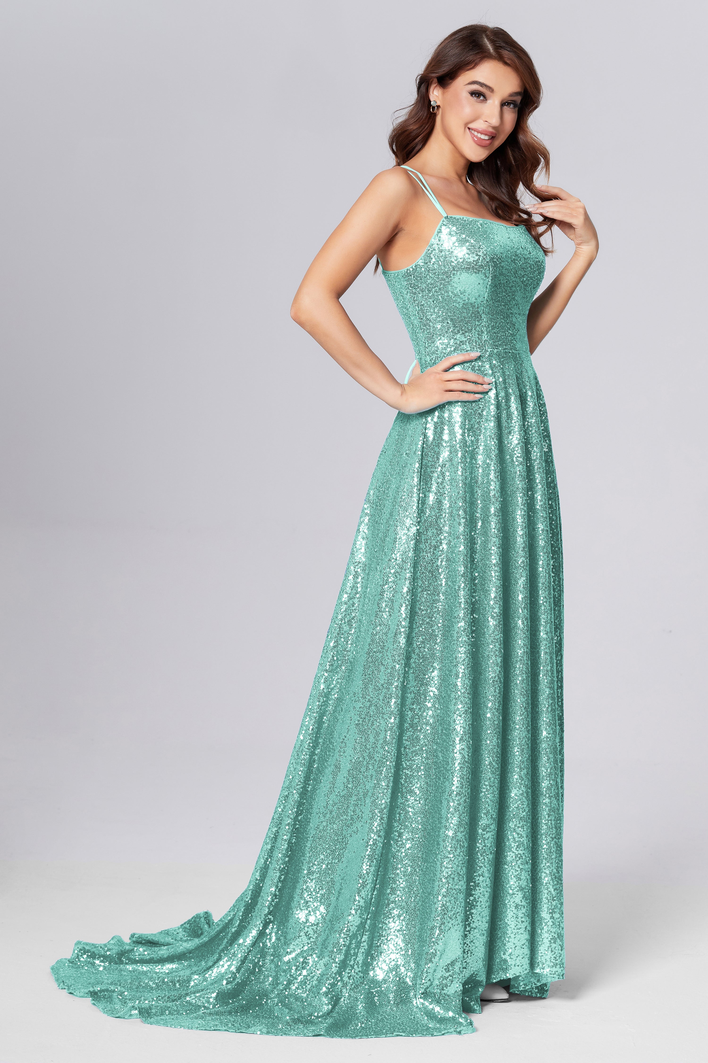 Sweetheart Sequins Prom Dresses with Pockets