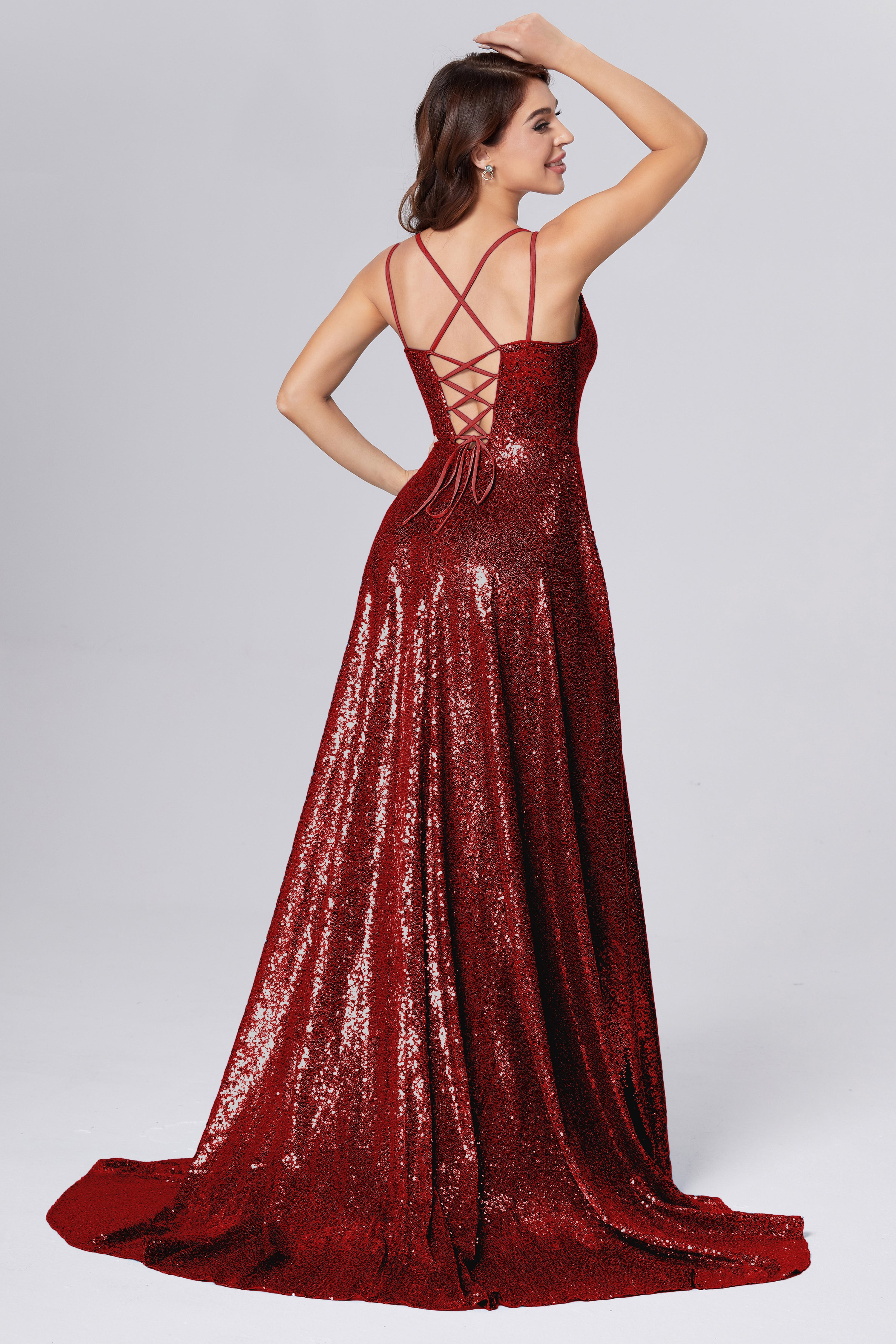 Sweetheart Sequins Prom Dresses with Pockets