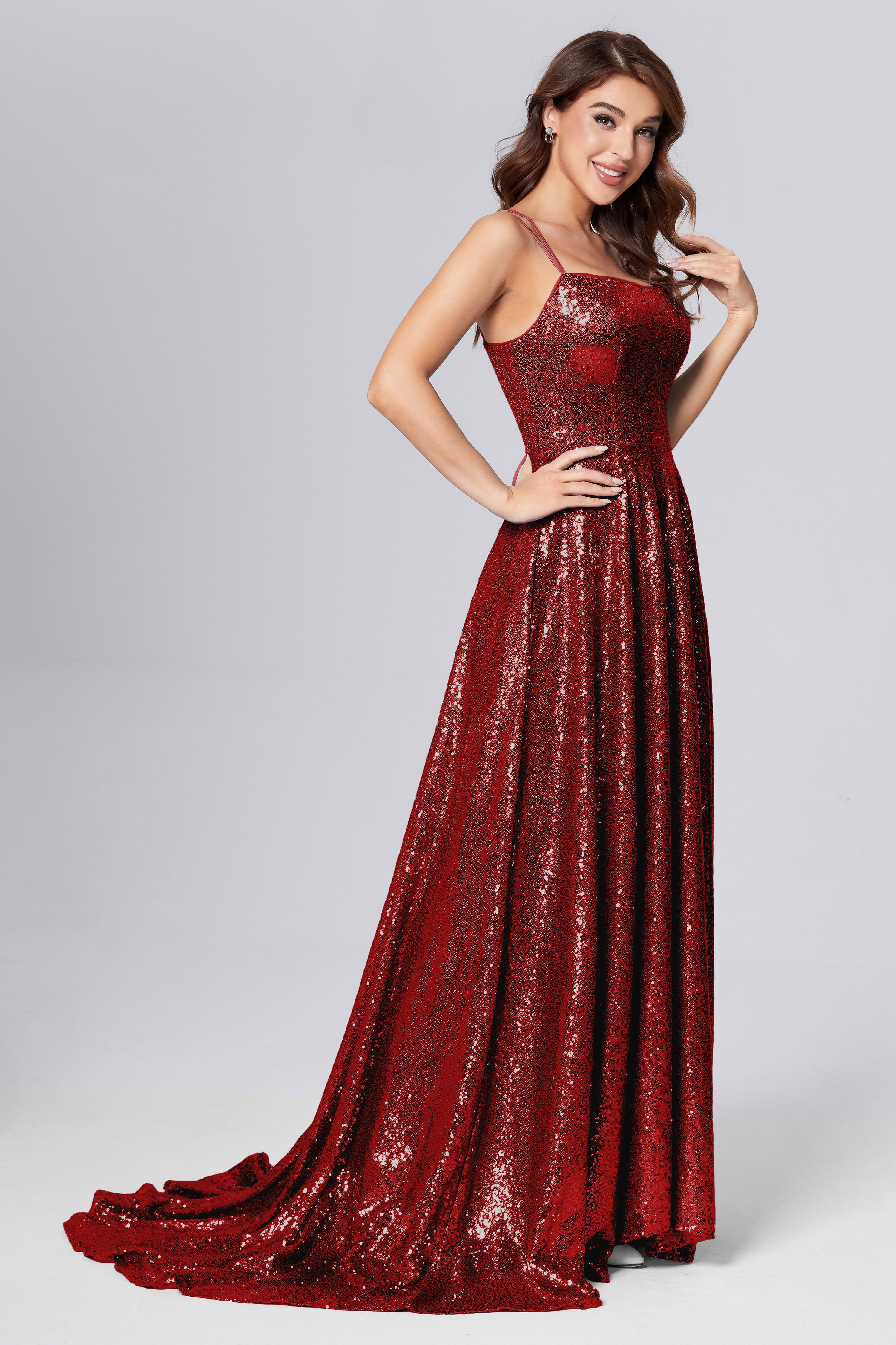 Sweetheart Sequins Prom Dresses with Pockets
