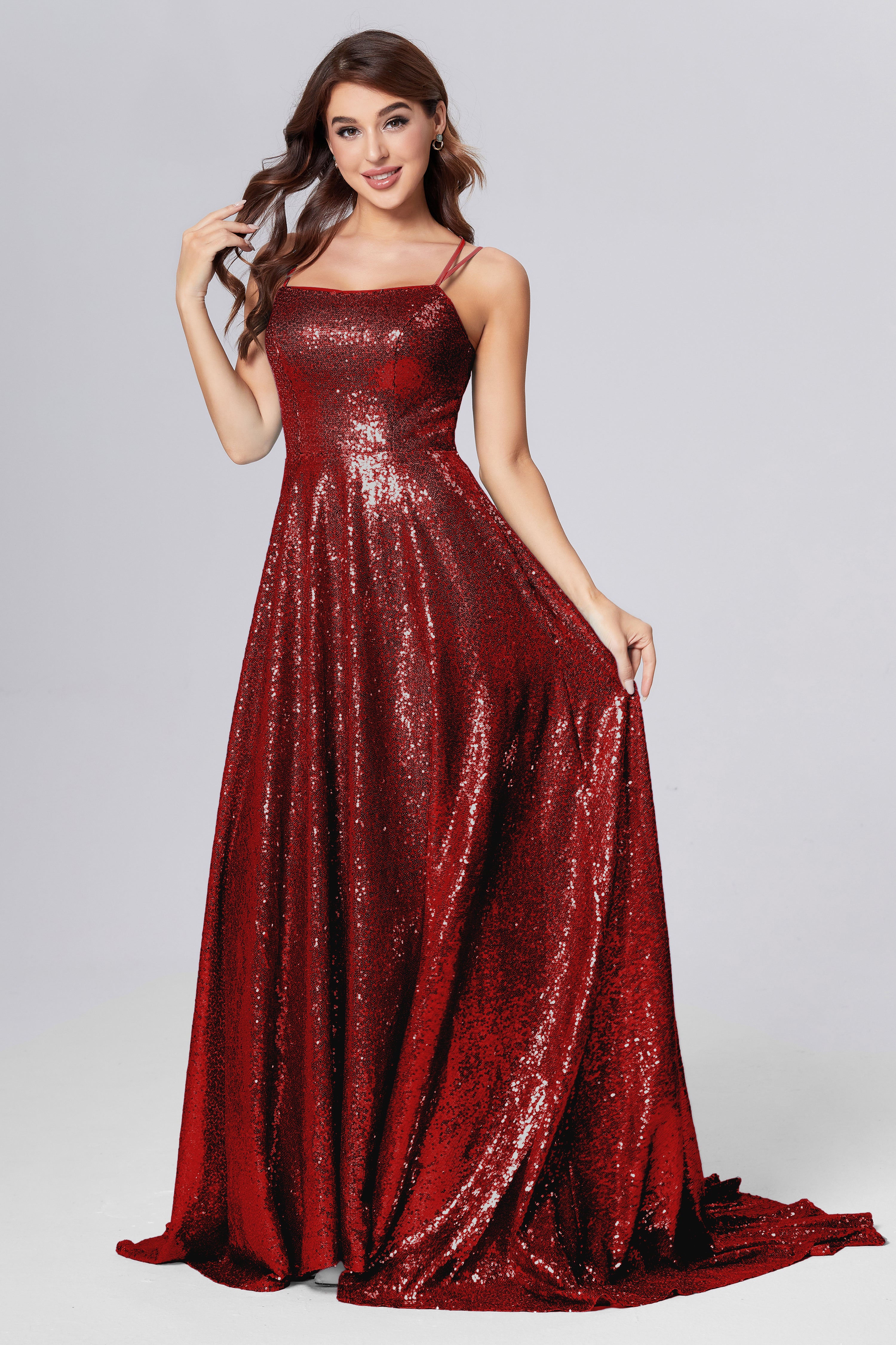 Sweetheart Sequins Prom Dresses with Pockets