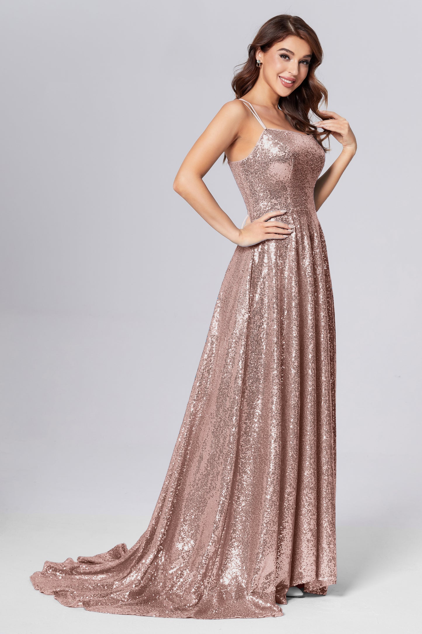 Sweetheart Sequins Prom Dresses with Pockets