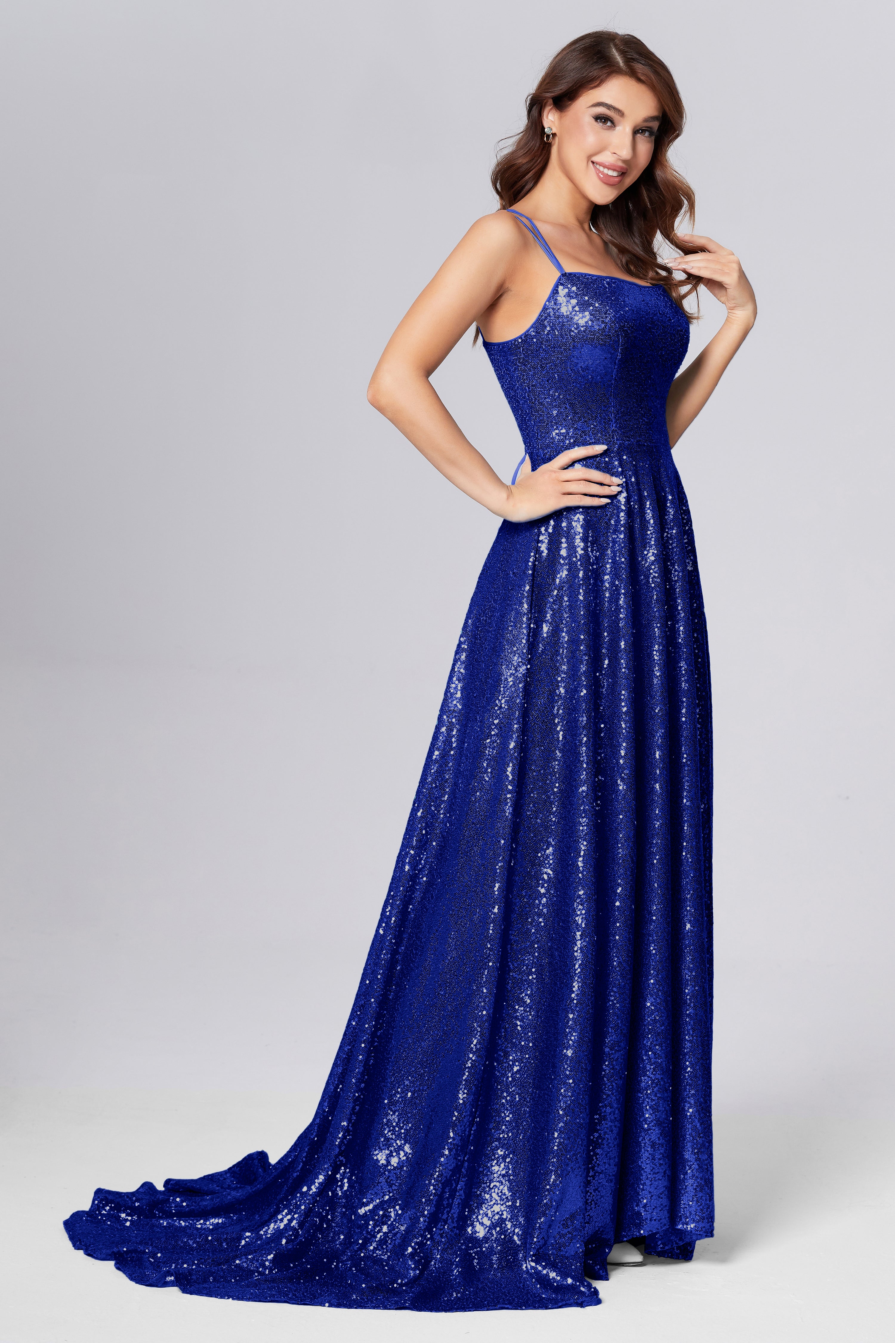 Sweetheart Sequins Prom Dresses with Pockets
