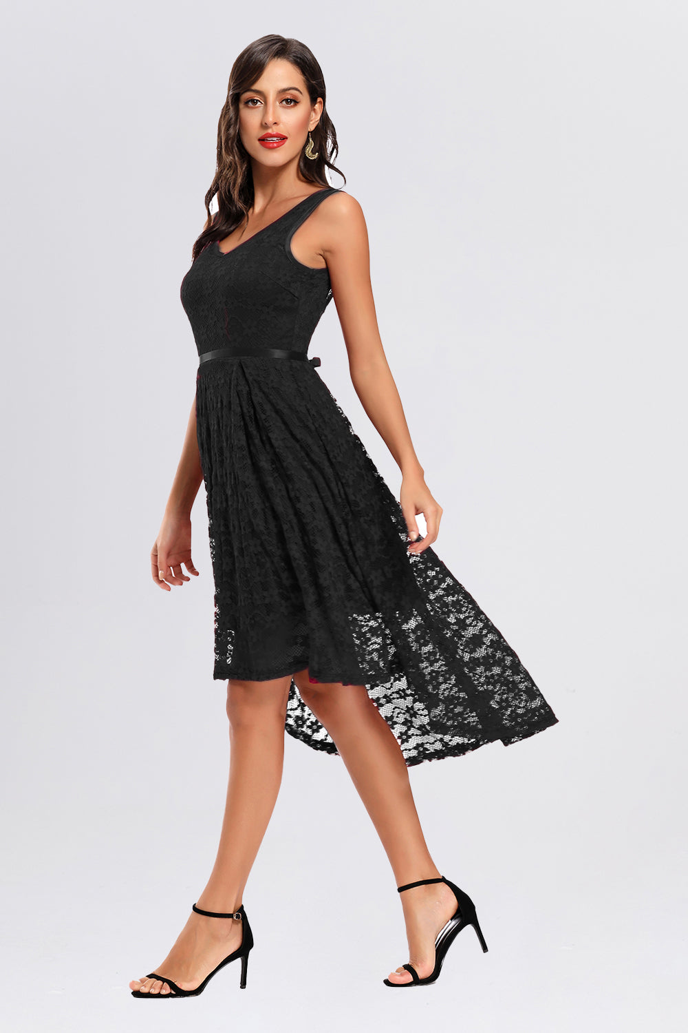 V-back High Low Sleeveless Homecoming Dresses