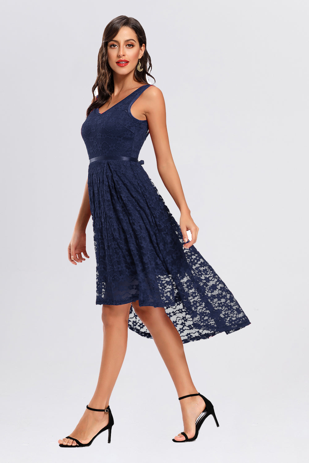 V-back High Low Sleeveless Homecoming Dresses