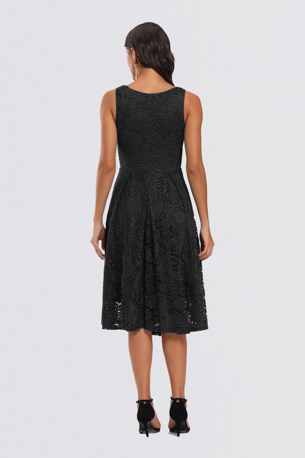 V-neck Lace Pleating Vintage Dresses