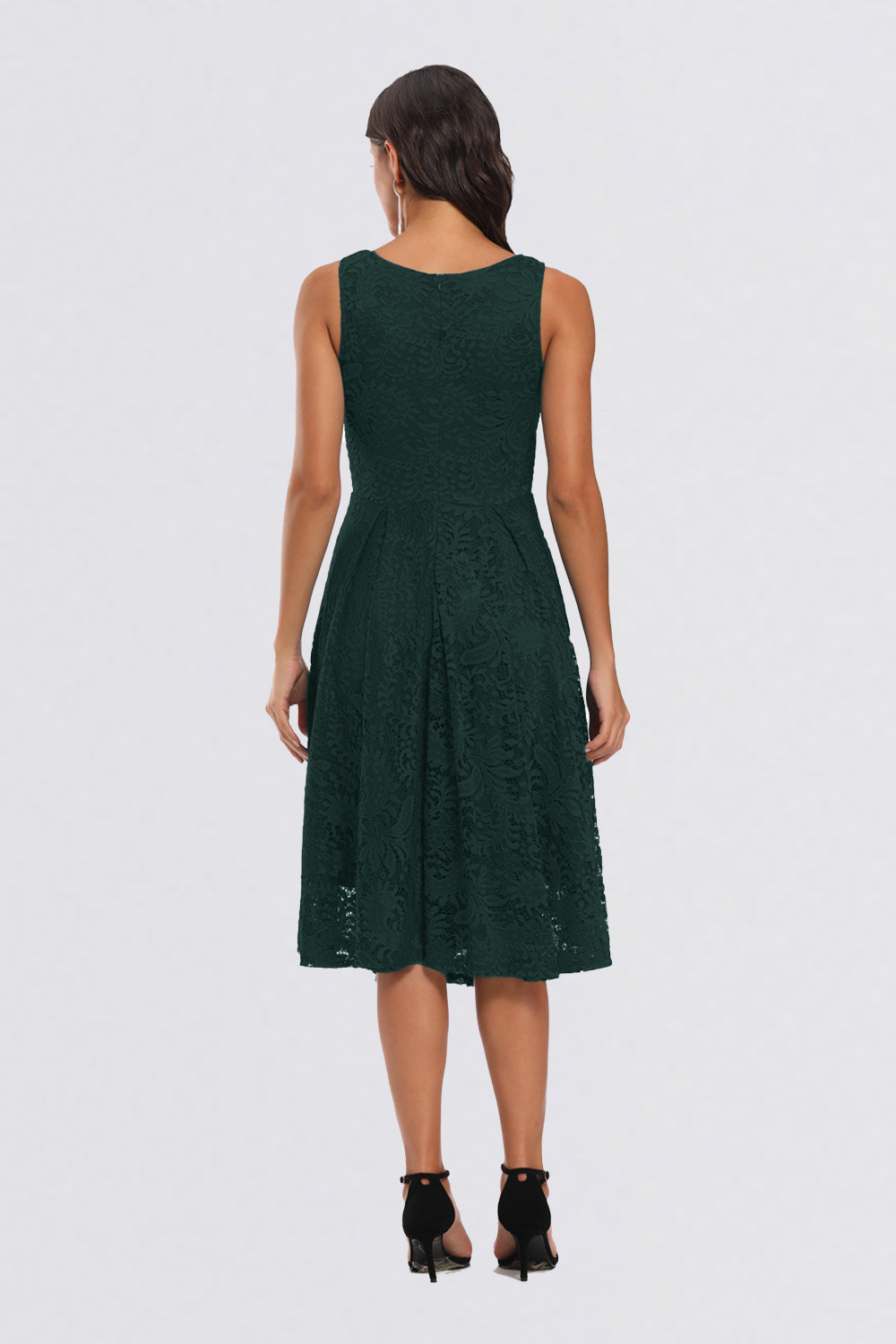 V-neck Lace Pleating Vintage Dresses