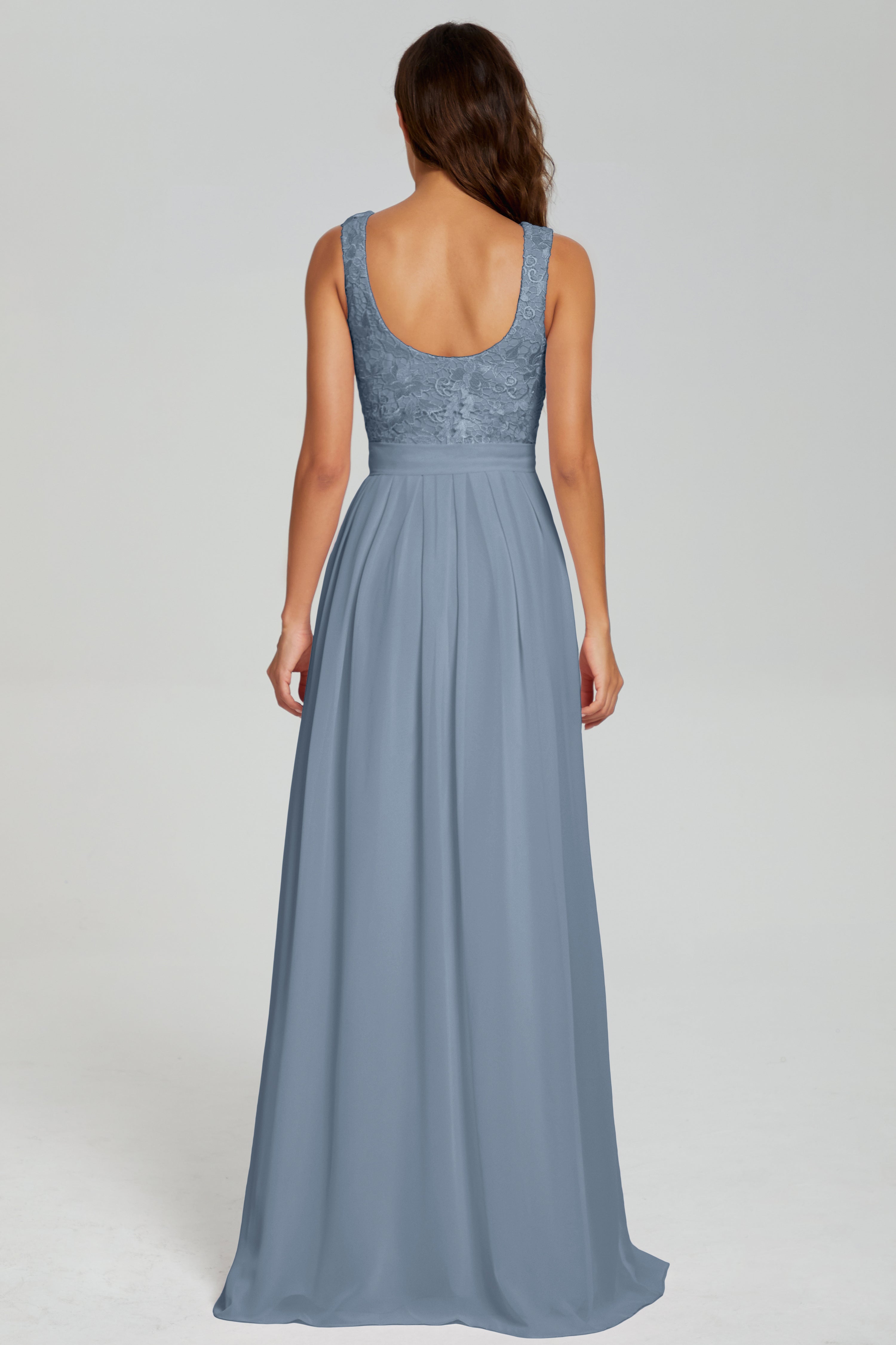 Sleeveless Floor Length Lace Prom Dresses