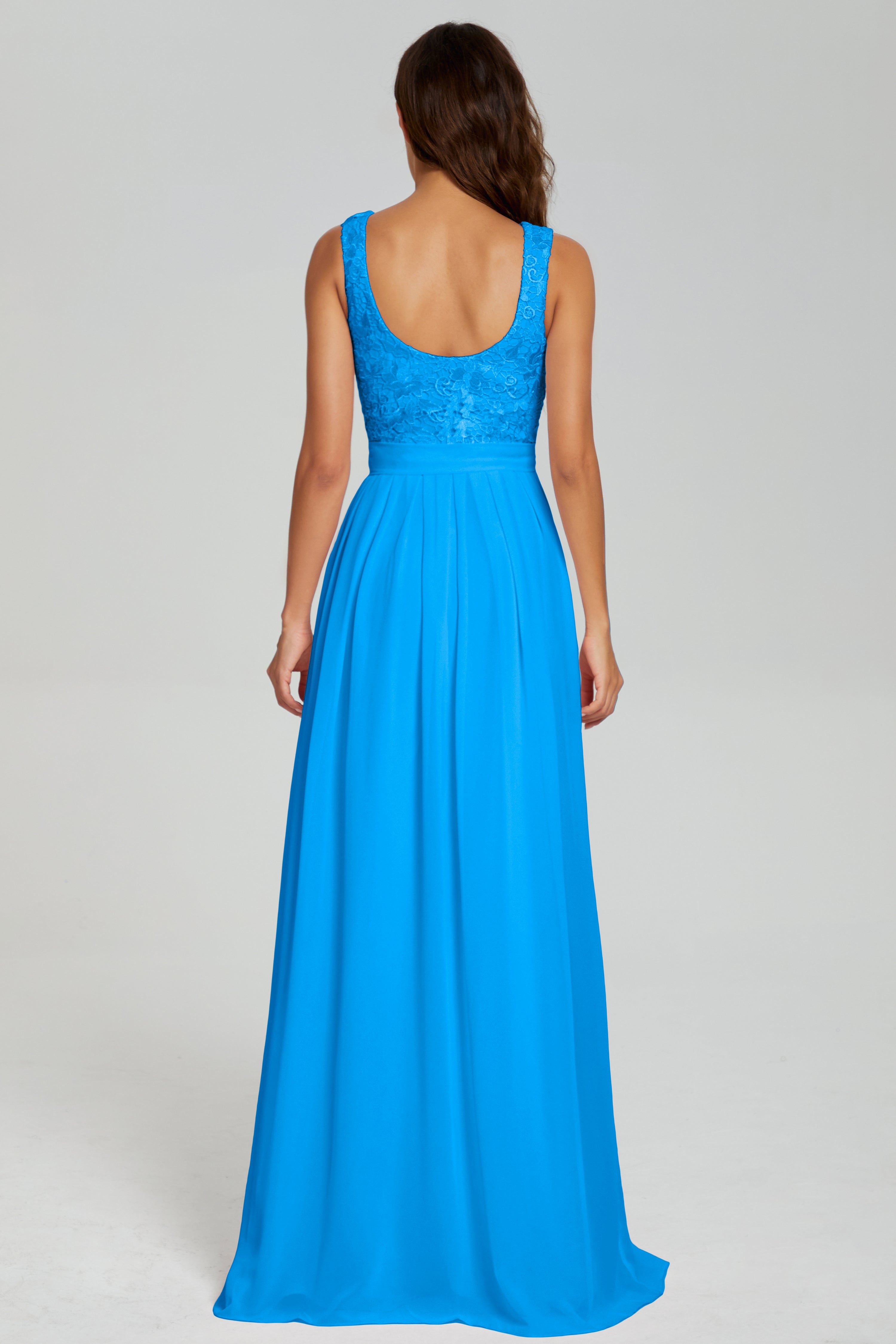 Sleeveless Floor Length Lace Prom Dresses