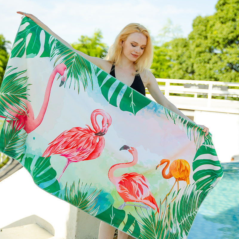 Double-sided velvet beach towel for seaside swimming, water-absorbent, non-sand, breathable, skin-friendly, quick-drying bath towel