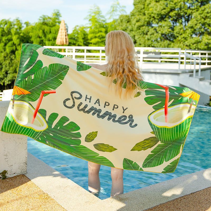 Double-sided velvet beach towel for seaside swimming, water-absorbent, non-sand, breathable, skin-friendly, quick-drying bath towel