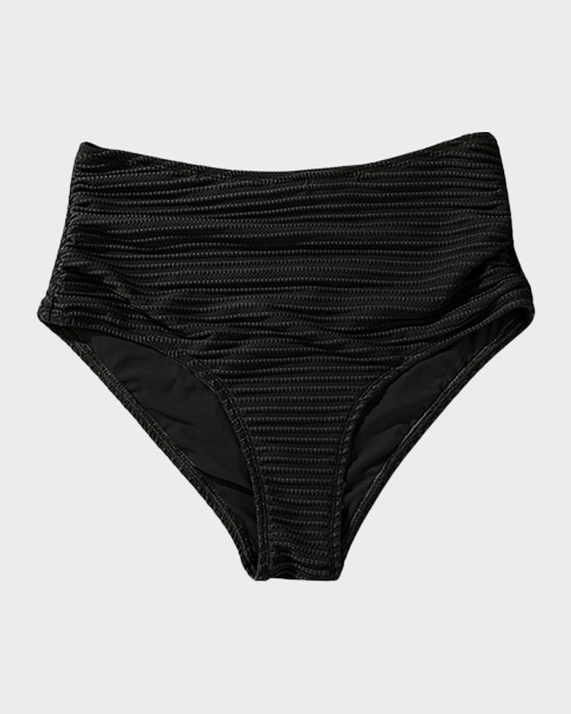 Savaviaswim - Textured Knot-Front High-Waisted Bikini Set