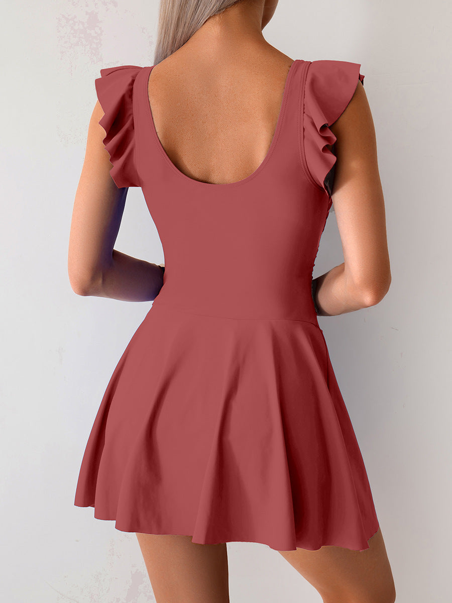 Savaviaswim - Women One Piece Swim Dress Tummy Control Swimsuit Slimming Ruffle Side Tie Kont Swimdress Bathing Suit