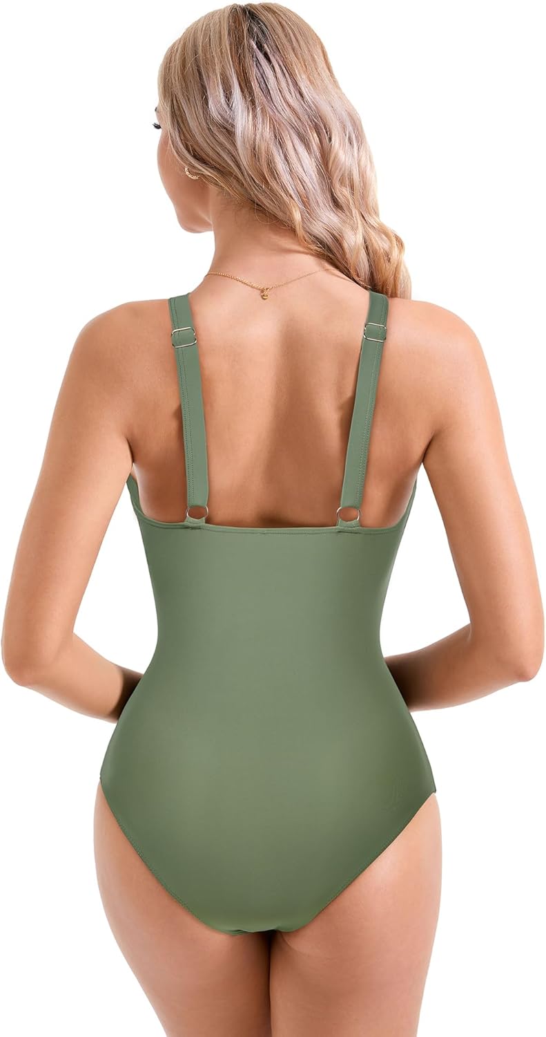 Savaviaswim - Women Sexy Mesh Tummy Control Swimsuit Push Up High Waisted Bathing Suit